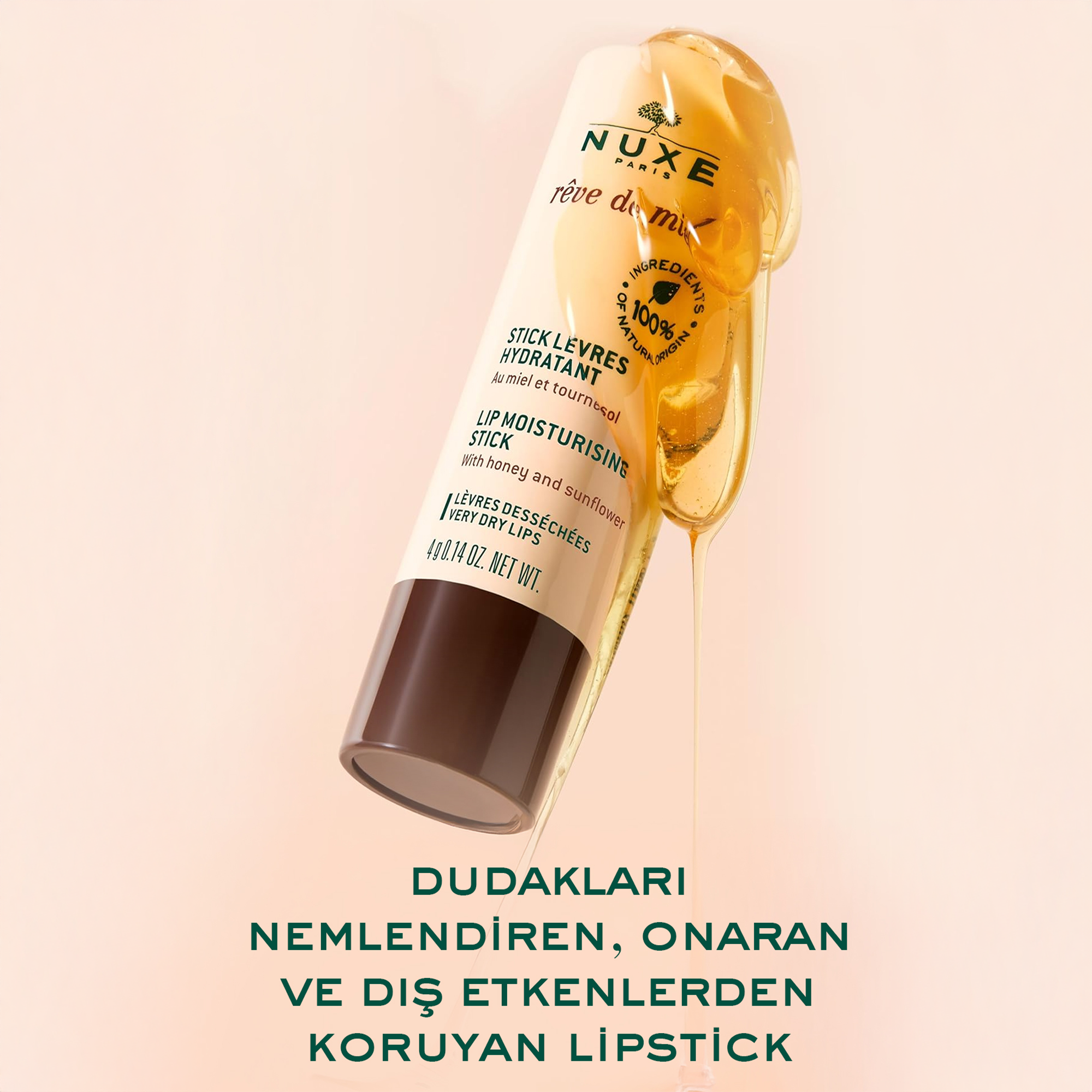 Nuxe Reve De Miel Lip Moisturizing Stick Dudak Kremi 4 g - Dudakları nemlendirip besleyen, koruyucu etkili dudak kremi