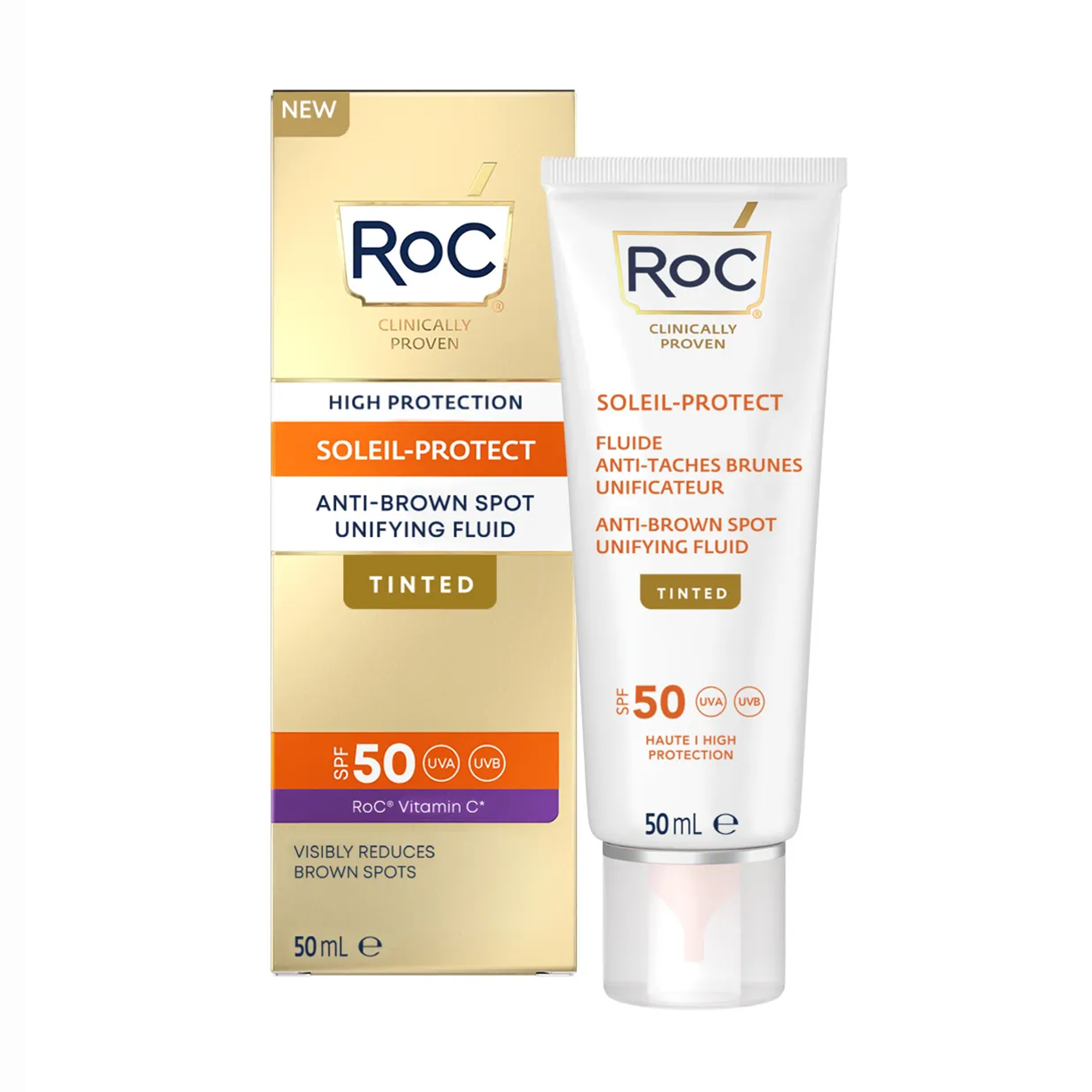 RoC Leke Karşıtı ve Ton Eşitleyici Yüz Güneş Kremi Spf50+ 50 ml - Güneşin zararlı etkilerine karşı cildi korur, lekelerin görünümünü azaltır.