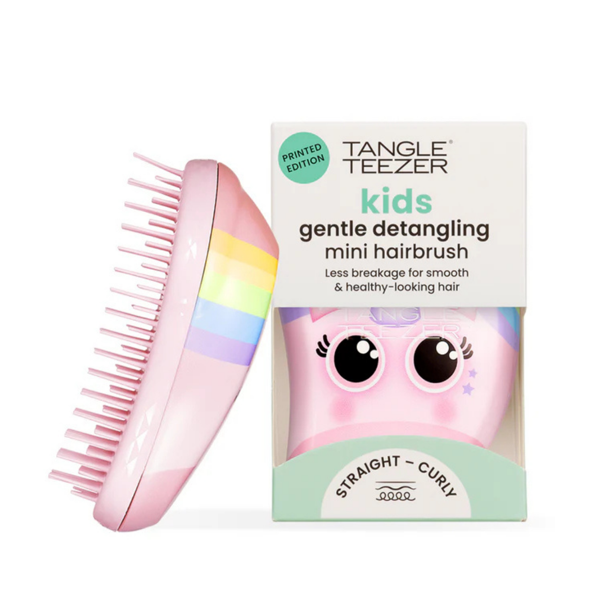 Tangle Teezer The Original Mini Rainbow The Unicorn Çocuk Saç Fırçası - Unicorn deseniyle tasarlanmış, çocuklar için saç açmayı kolaylaştıran mini fırça