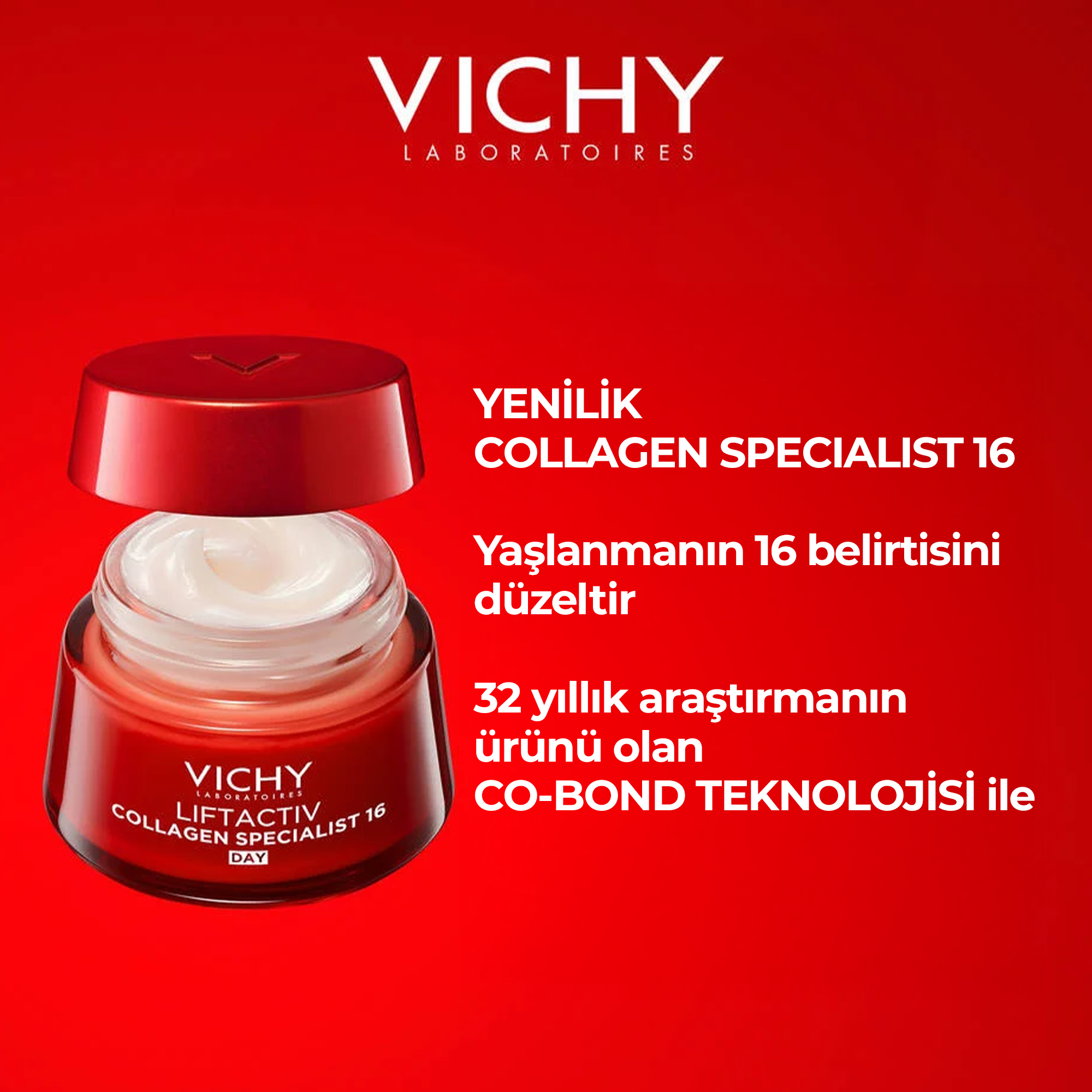 Vichy Liftactiv Collagen Specialist Yaşlanma Karşıtı Yüz Bakım Kremi 50 ml - Cilt elastikiyetini artıran, kırışıklıkları azaltarak daha genç bir görünüm sağlayan bakım kremi