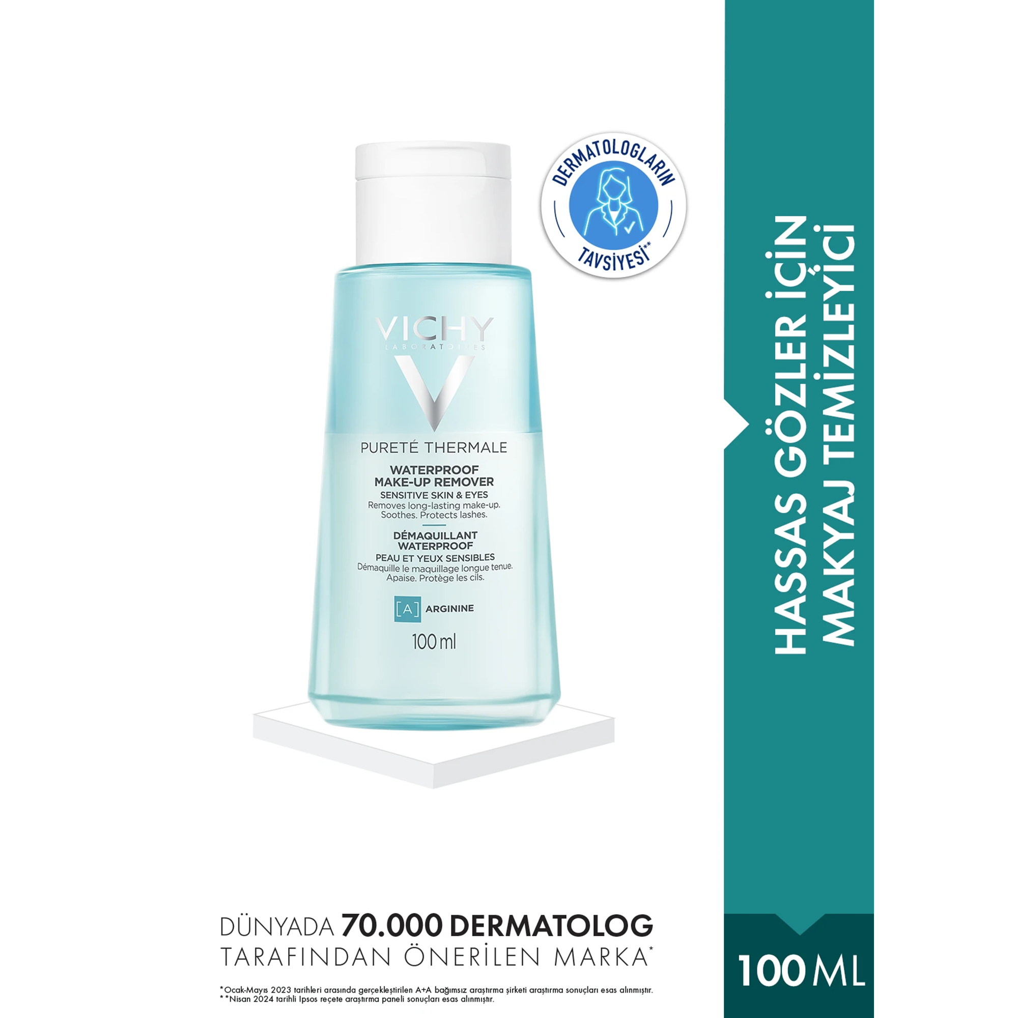 Vichy Purete Thermale Göz Makyaj Temizleyicisi 100 ml - Hassas göz çevresi için etkili makyaj temizleyici