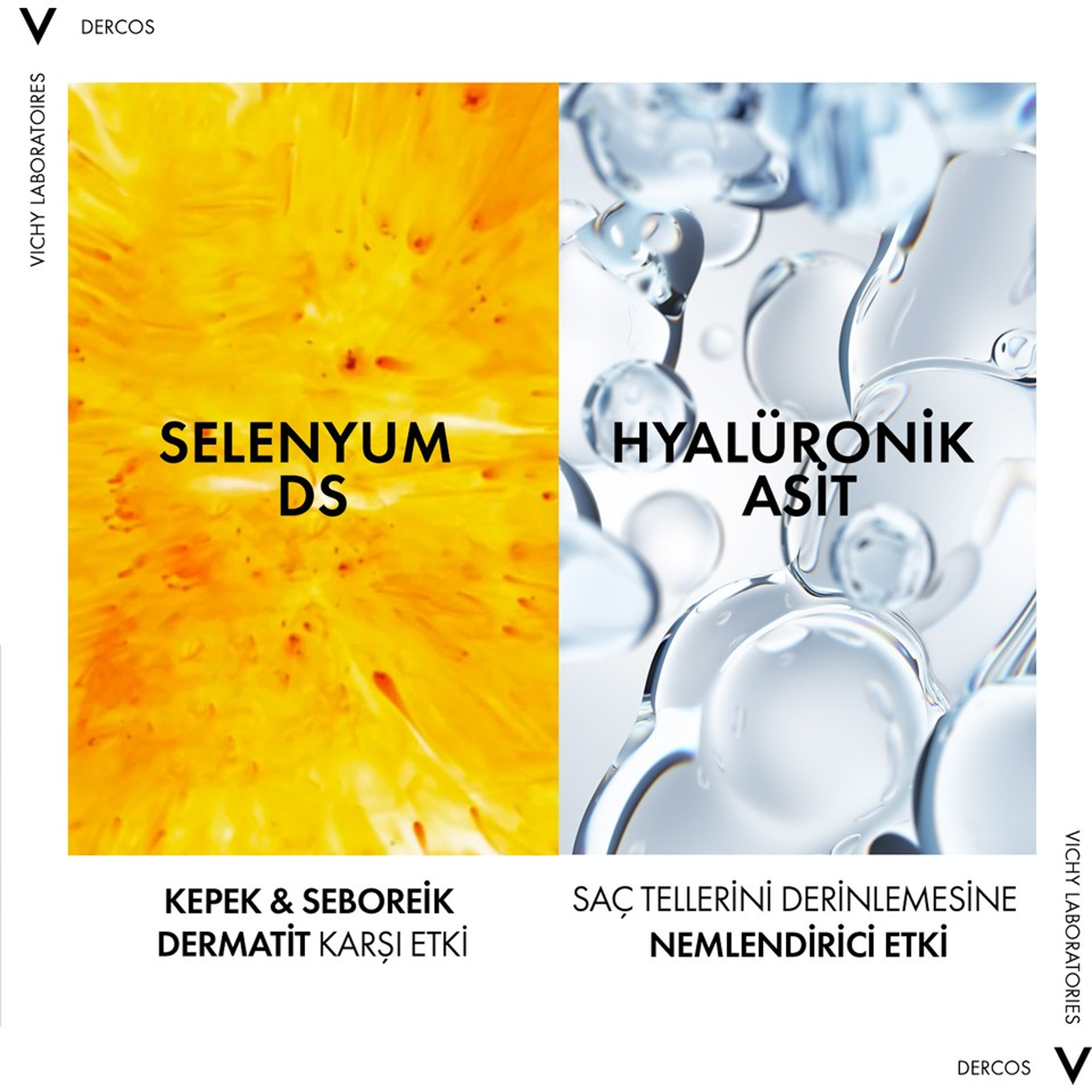 Vichy Dercos 2’si 1 Arada Kepek Karşıtı ve Nemlendirici Şampuan 390 ml - Saç derisini rahatlatırken, kepek ve kuruluk sorunlarını hedef alır.