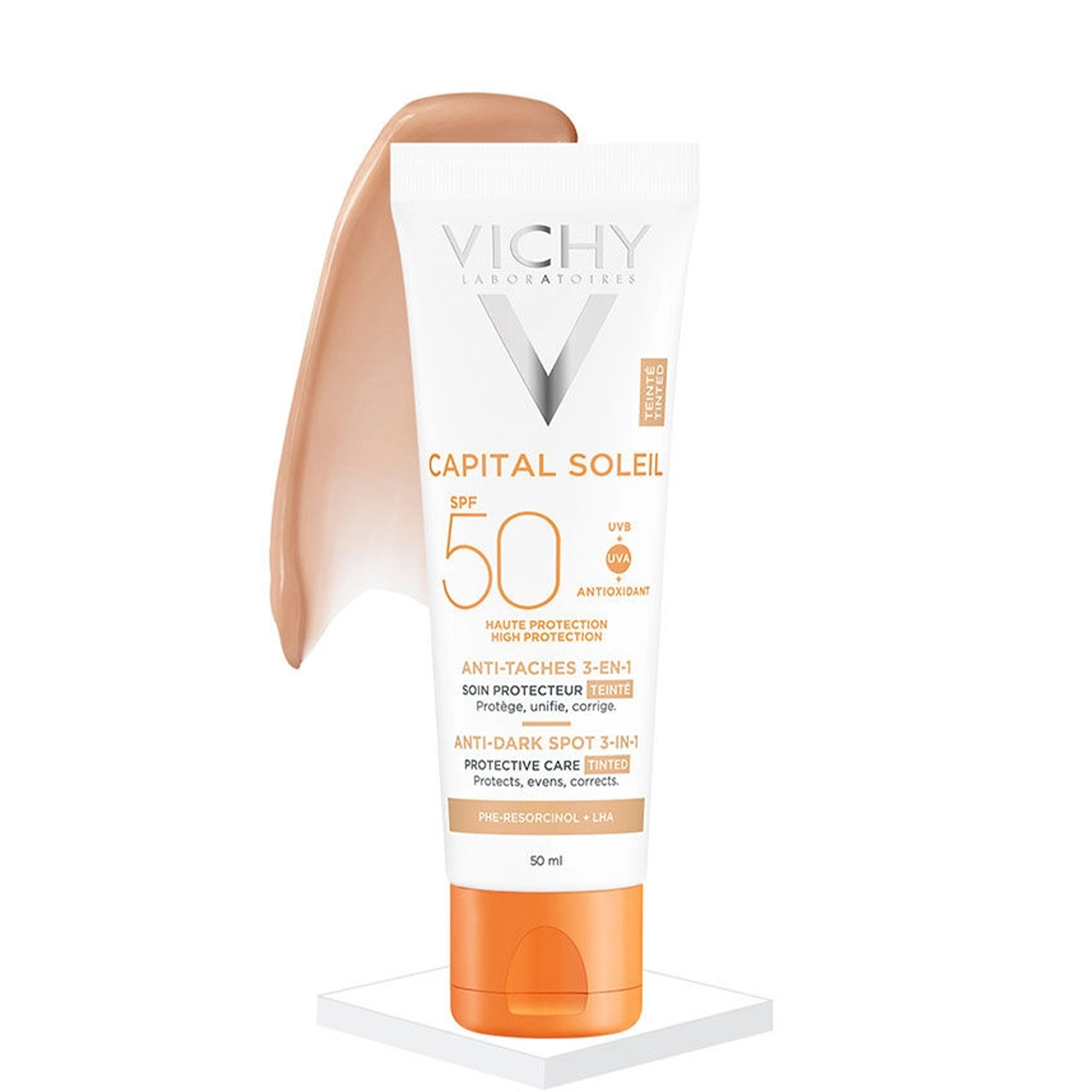 Vichy Capital Soleil Anti Dark Spots SPF 50 Leke Karşıtı Renkli Güneş Kremi 50 ml – SPF 50 ile yüksek koruma sağlayan, leke karşıtı renkli güneş kremi.