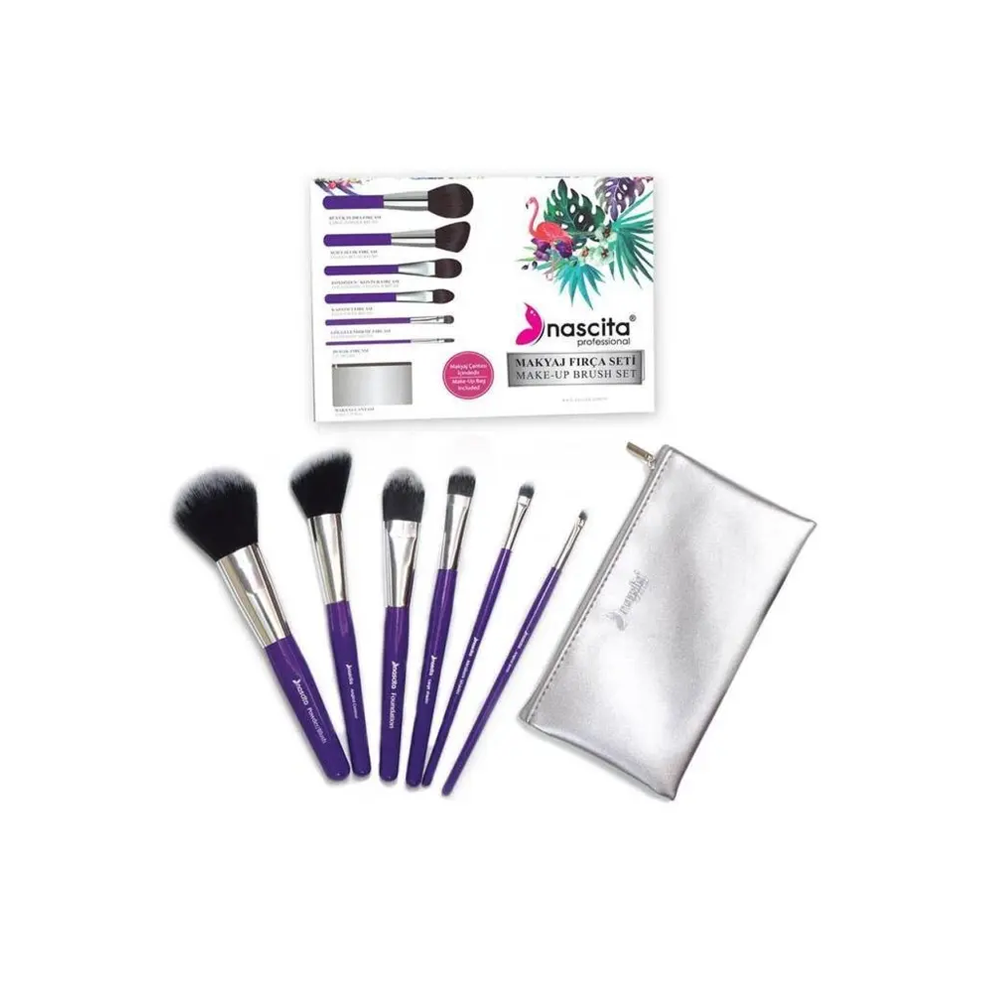 Nascita Makyaj Fırça Seti 6'lı – Yüz ve göz makyajı için farklı uçlara sahip 6'lı Nascita makyaj fırça seti.