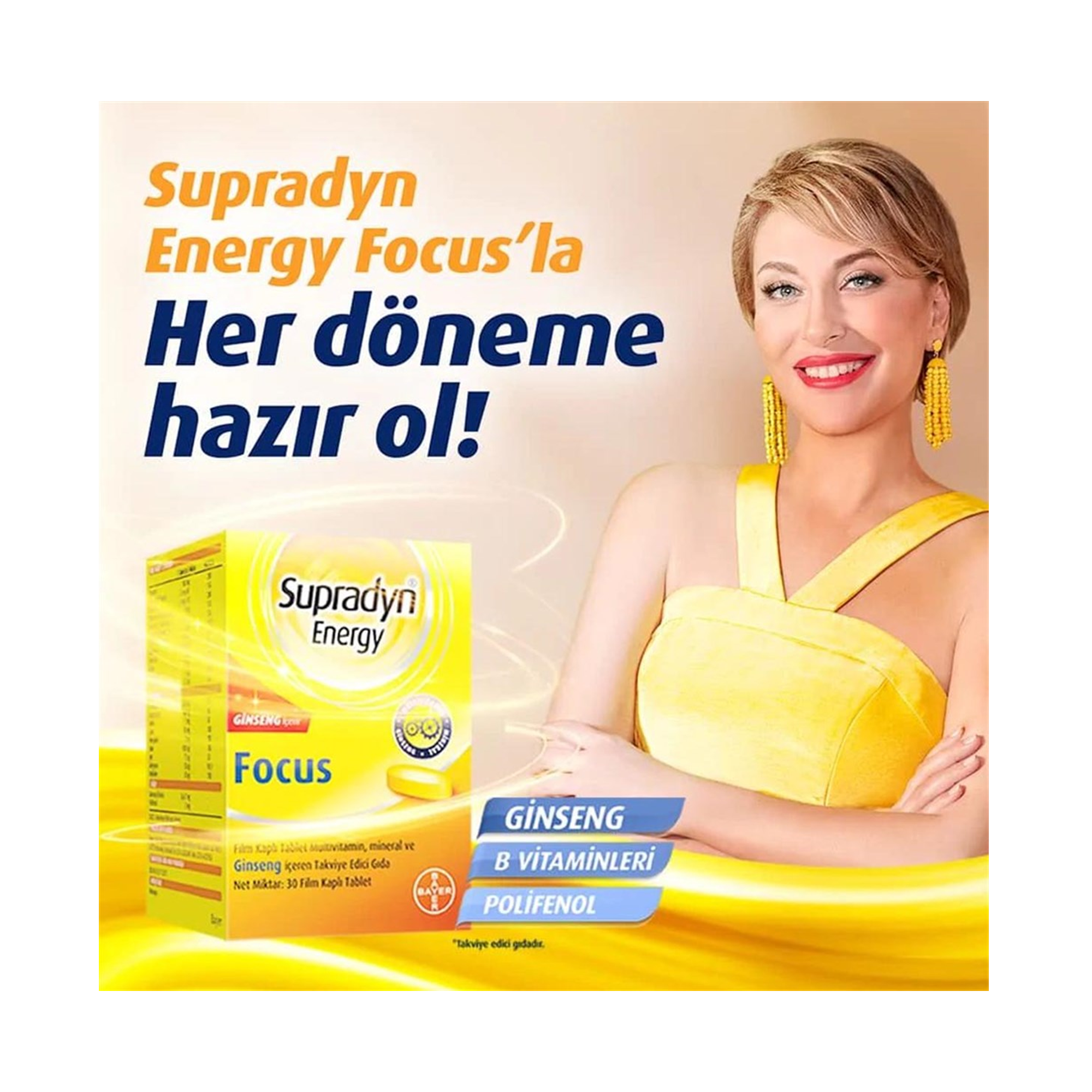 Supradyn Energy Focus 30 Tablet - Enerji seviyesini artıran, zihinsel odaklanmayı destekleyen multivitamin tabletleri