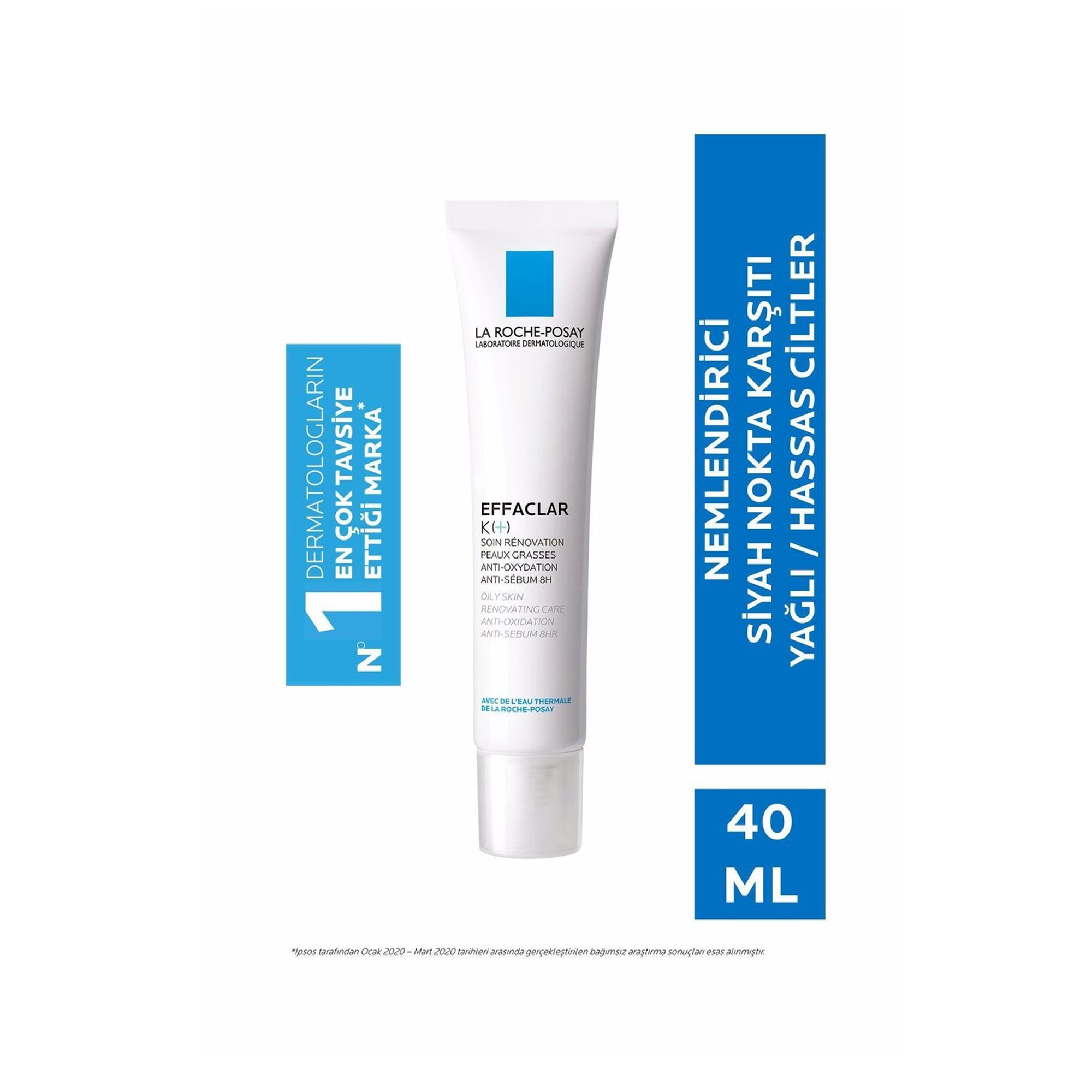 La Roche Posay Effaclar K (+) Yağlı Ciltler için Nemlendirici Krem 40 ml - Siyah nokta ve parlama karşıtı, gözenekleri arındırmaya yardımcı günlük nemlendirici