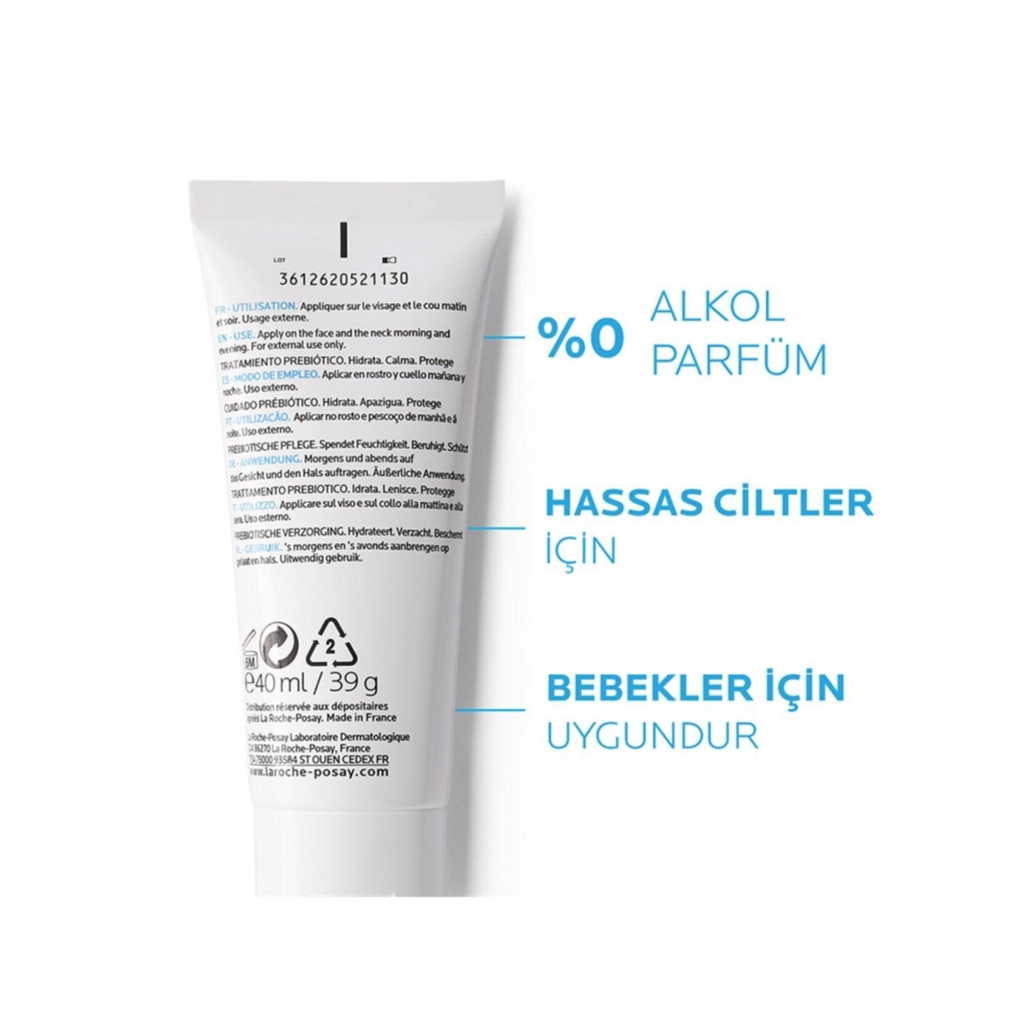 La Roche Posay Toleriane Sensitive Hassas Ciltler İçin Nemlendirici 40 ml - Cilt Bariyerini Güçlendiren, Yoğun Nemlendirici Bakım