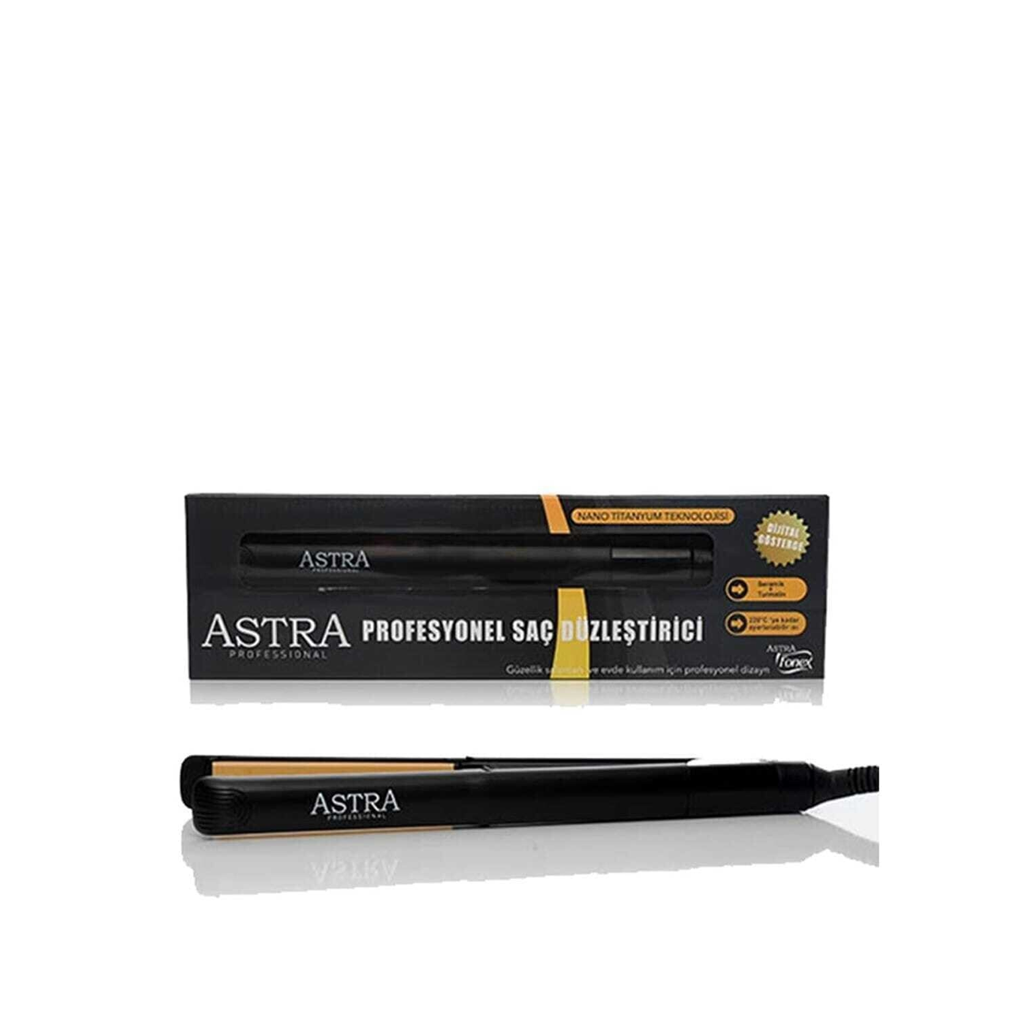 Astra Professional Saç Düzleştiricisi F601F – Saçları düzleştirirken pürüzsüz ve parlak bir görünüm sağlayan, profesyonel Astra F601F saç düzleştiricisi.
