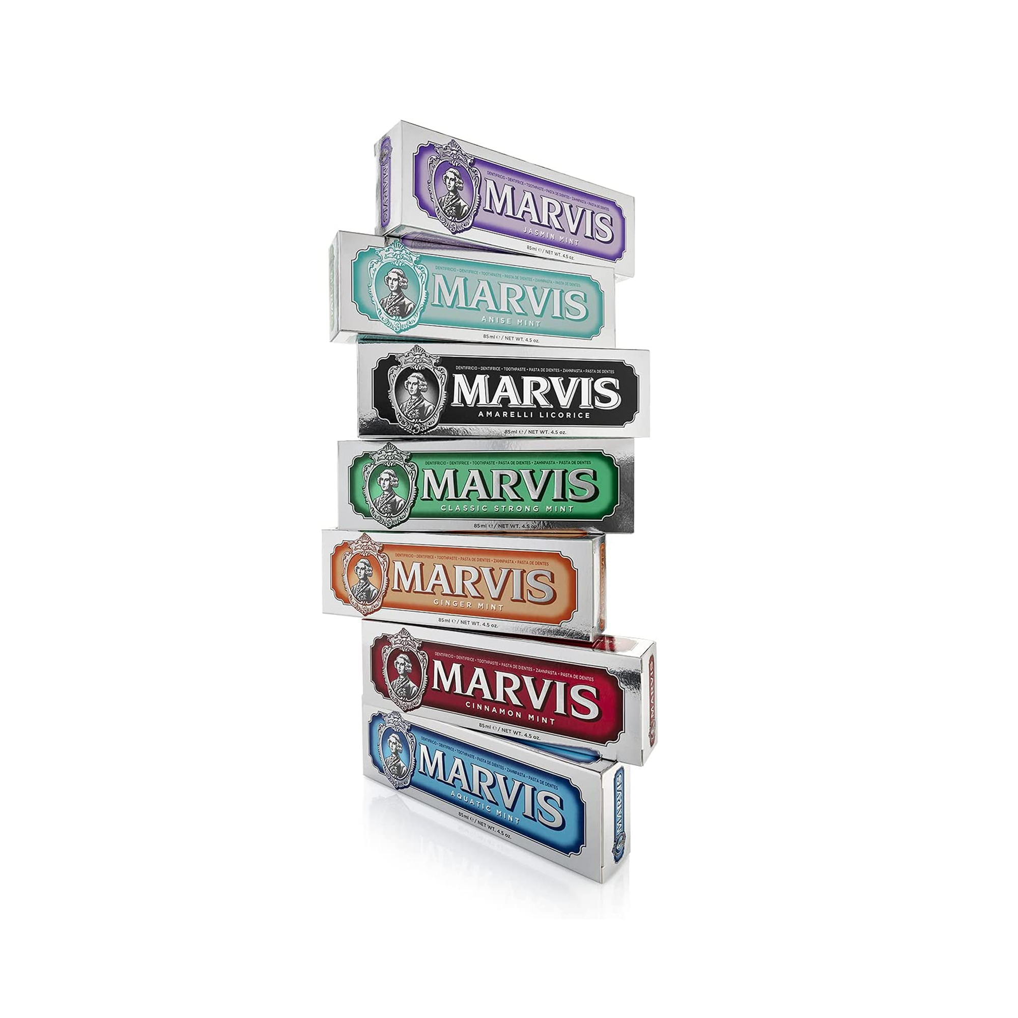 Marvis 7 Flavour Black Box 7x25 ml - Siyah Kutuda Şık Sunumlu, 7 Farklı Marvis Diş Macunu Aroması