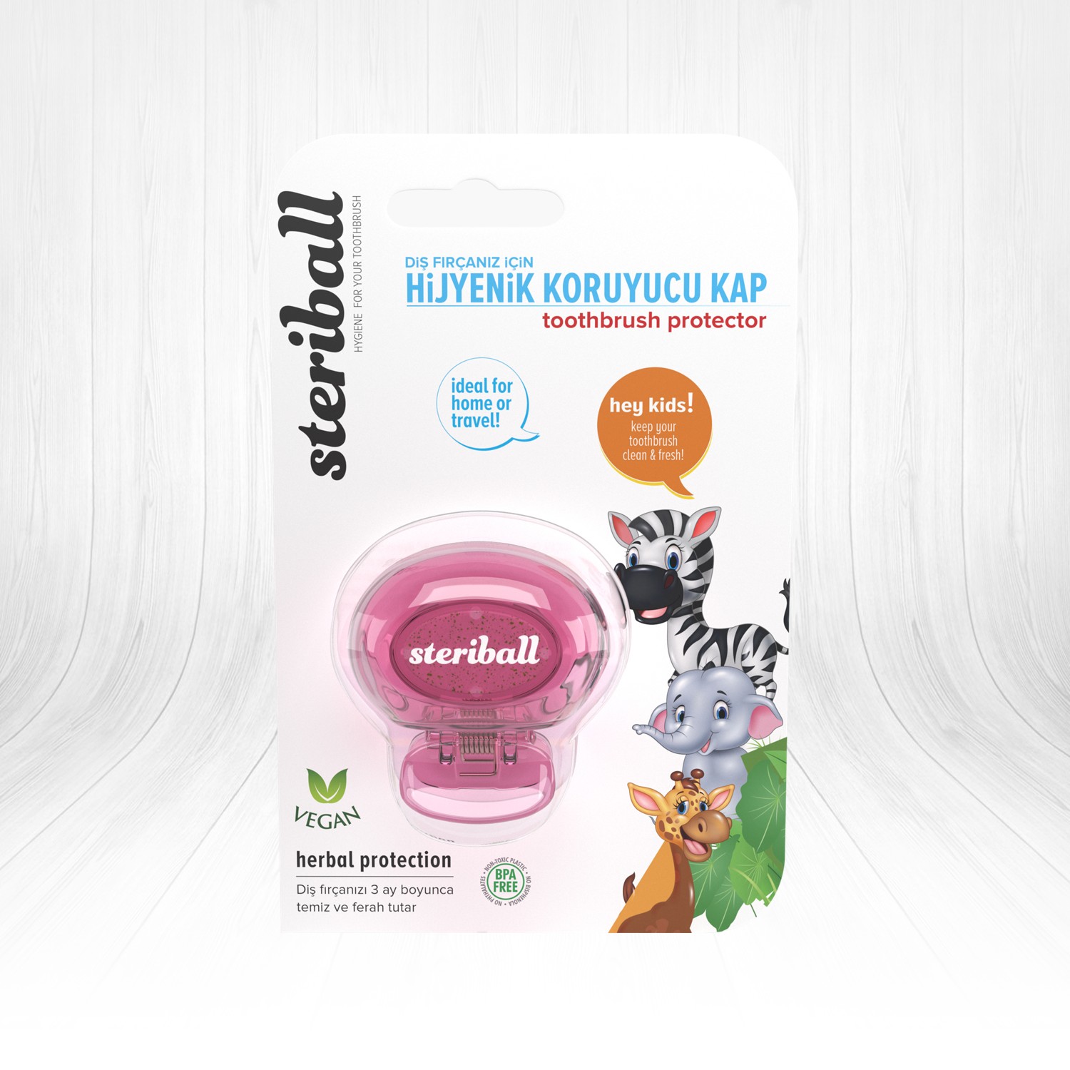 Steriball Diş Fırçası İçin Koruyucu Hijyenik Fil Kids Kap - Çocuk diş fırçalarını hijyenik şekilde saklamak için tasarlanmış eğlenceli koruyucu kap