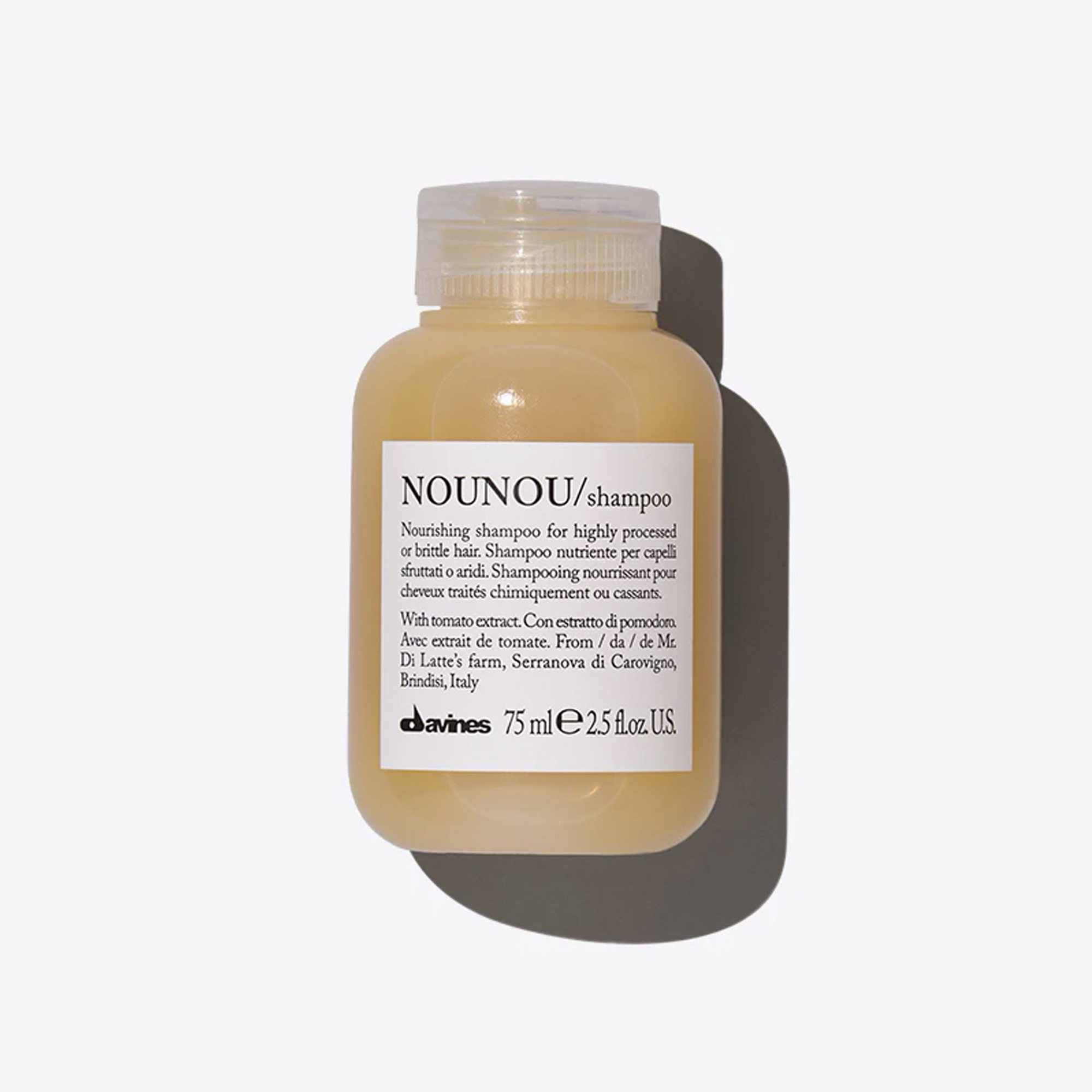 Davines Nounou Besleyici ve Koruyucu Bakım Şampuanı 75 ml – Saçı derinlemesine besleyen, nem kazandıran ve yumuşaklık sağlayan kompakt boy şampuan.