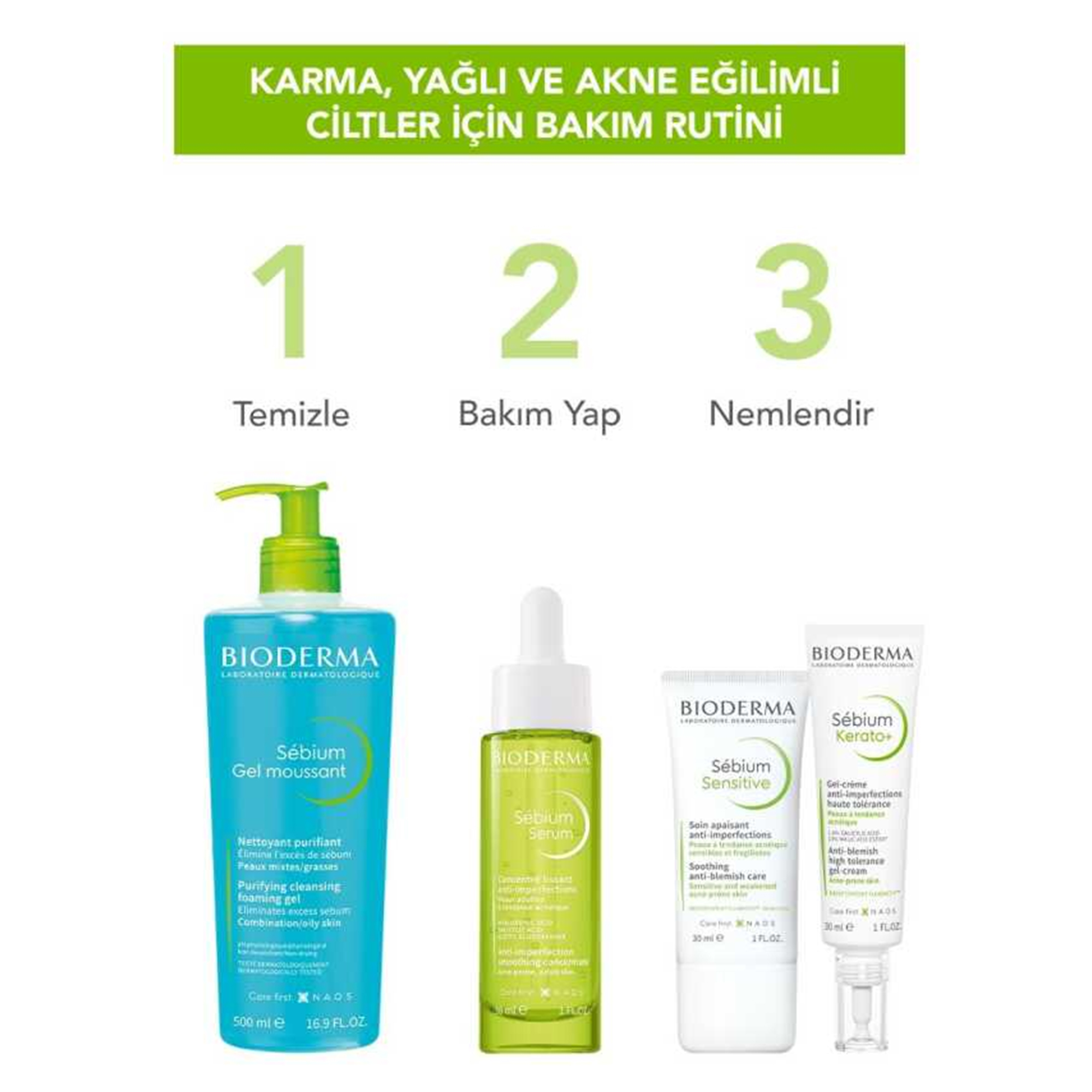 Sebum üretimini dengeleyen Bioderma Sebium Serum ile cildinizin yağlı görünümünü kontrol altına alın ve parlamayı azaltın.