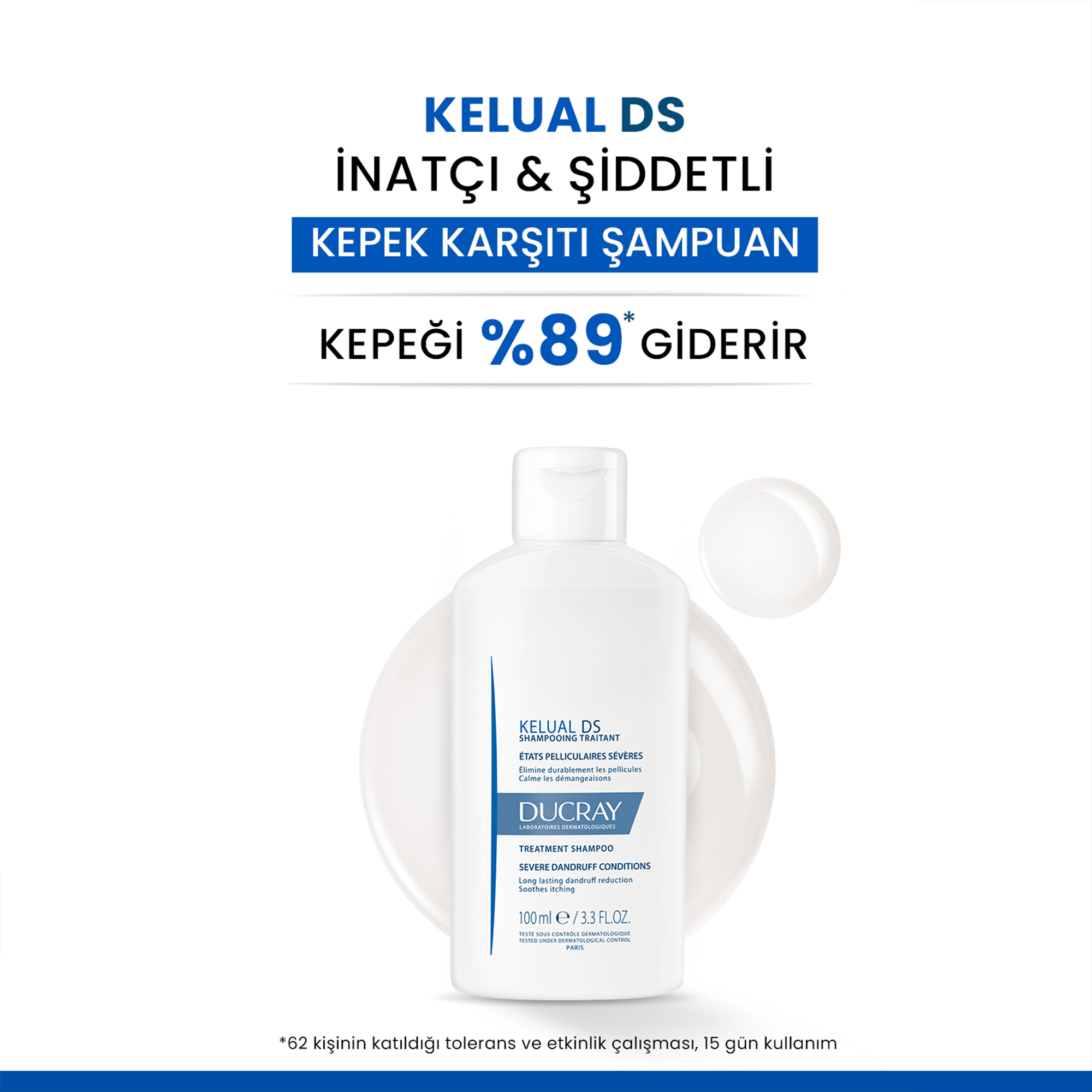 Ducray Kelual DS İnatçı Kepek Karşıtı Şampuan 100 ml – 100 ml Ducray Kelual DS, kepek sorununa karşı etkili şampuan.