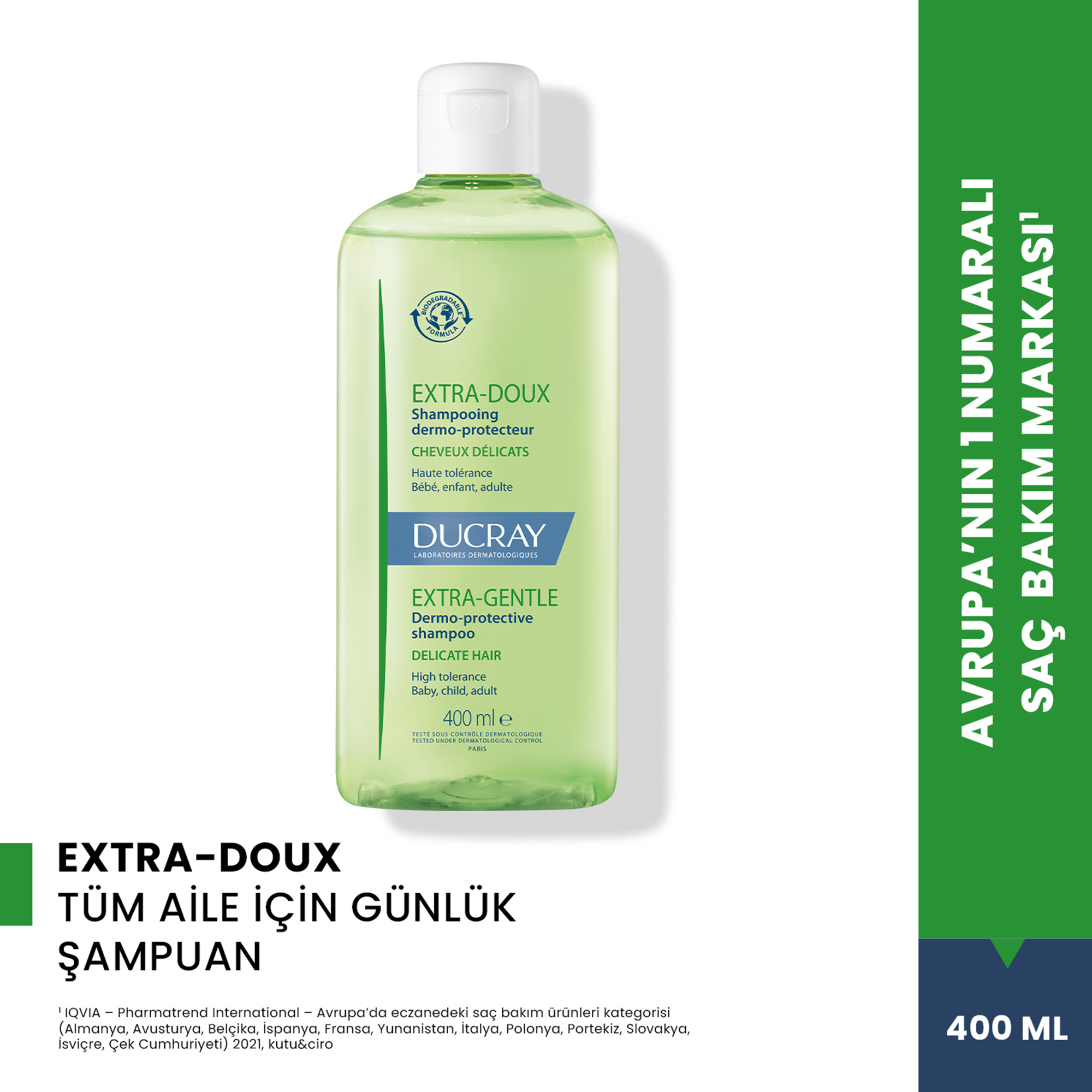 Ducray Extra Doux Sık Kullanım Şampuanı 400 ml - Ducray Extra Doux, sık kullanım için 400 ml şampuan.