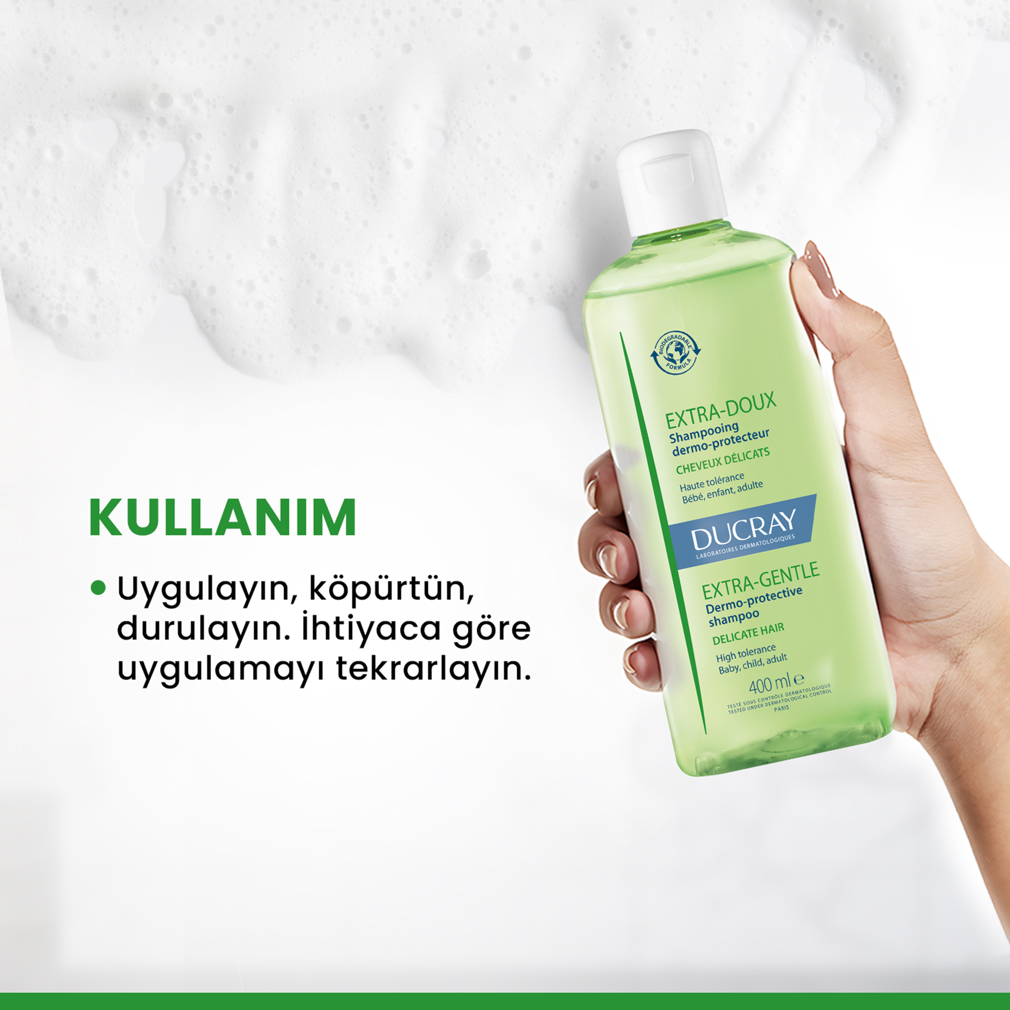 Ducray Extra Doux Sık Kullanım Şampuanı 400 ml - 400 ml'lik Ducray Extra Doux, sık kullanım için özel formül.