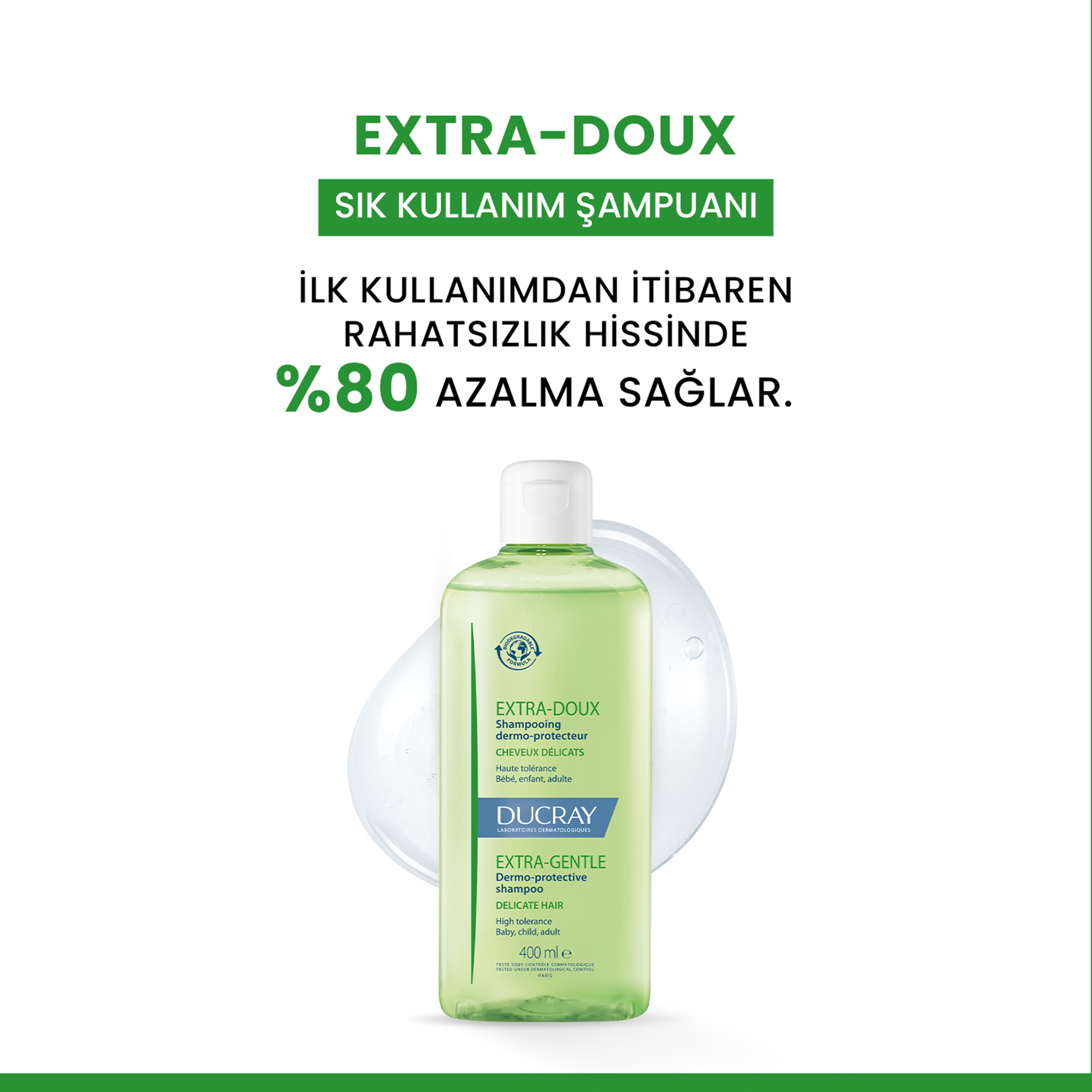 Ducray Extra Doux Sık Kullanım Şampuanı 400 ml - Ducray Extra Doux, 400 ml, sık kullanım için nazik şampuan.