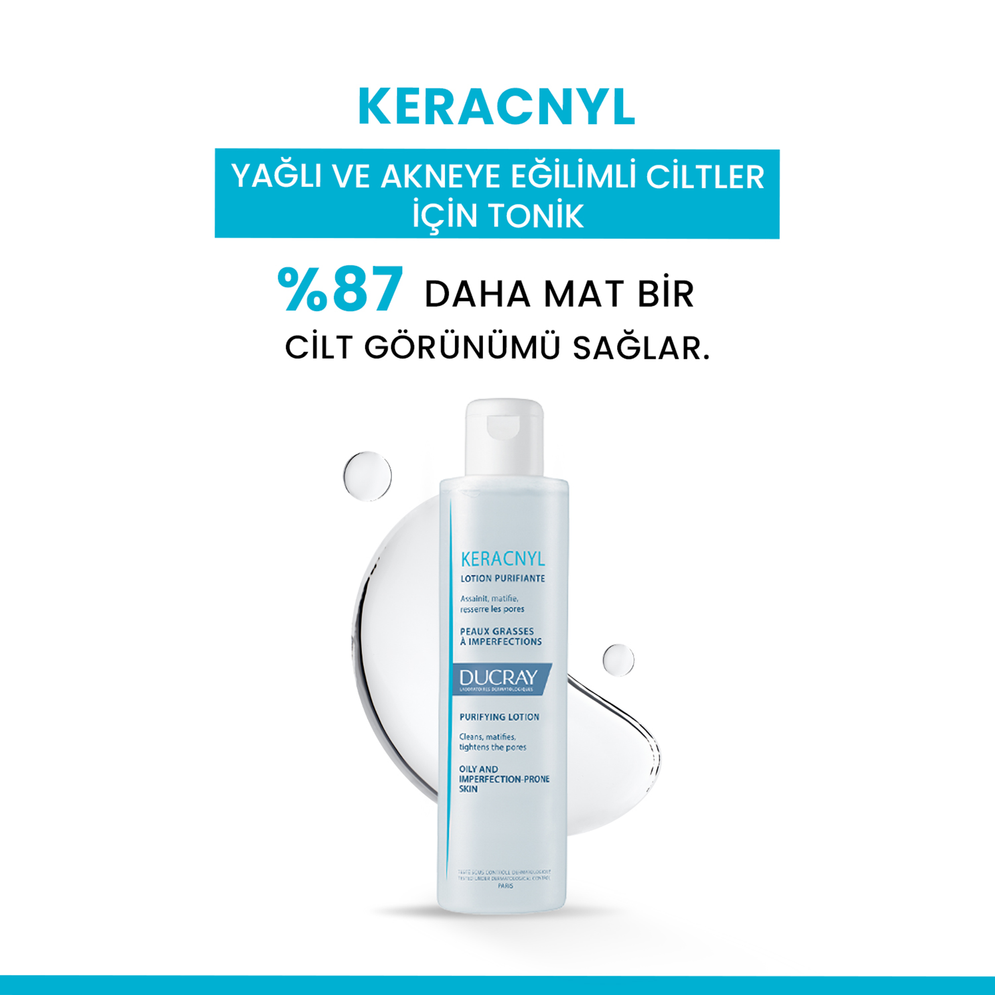 Ducray Keracnyl Tonik Yağlı ve Akneye Eğilimli Ciltler İçin Tonik 200 ml - Ducray Keracnyl tonik, yağlı ve akneye eğilimli ciltler için 200 ml çözüm.