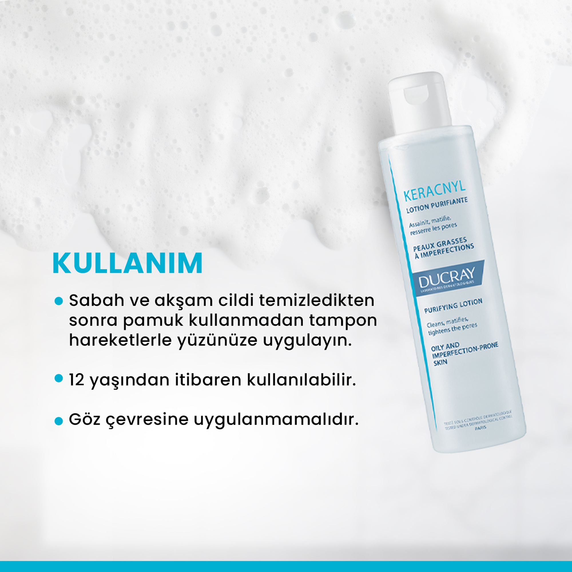 Ducray Keracnyl Tonik Yağlı ve Akneye Eğilimli Ciltler İçin Tonik 200 ml - 200 ml'lik Ducray Keracnyl tonik, akne ve yağlı ciltler için özel formül.