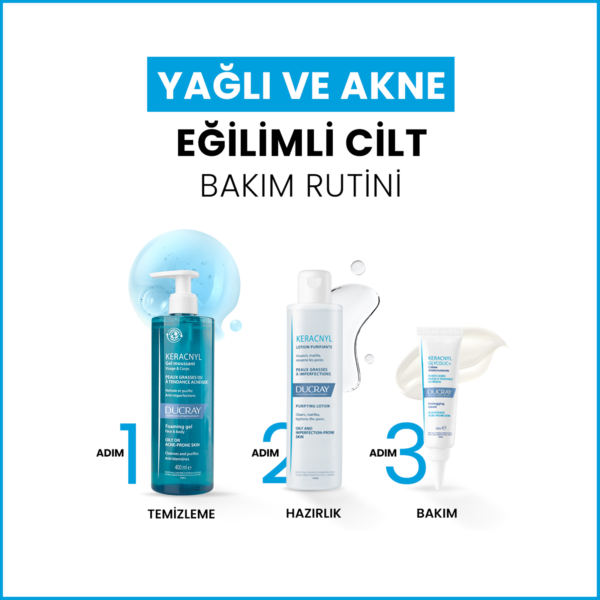 Ducray Keracnyl Glycolic+ Siyah Nokta Sivilce ve Parlama Karşıtı Bakım Kremi 30 ml - 30 ml Ducray Keracnyl Glycolic+, siyah nokta ve sivilceye karşı özel bakım kremi.
