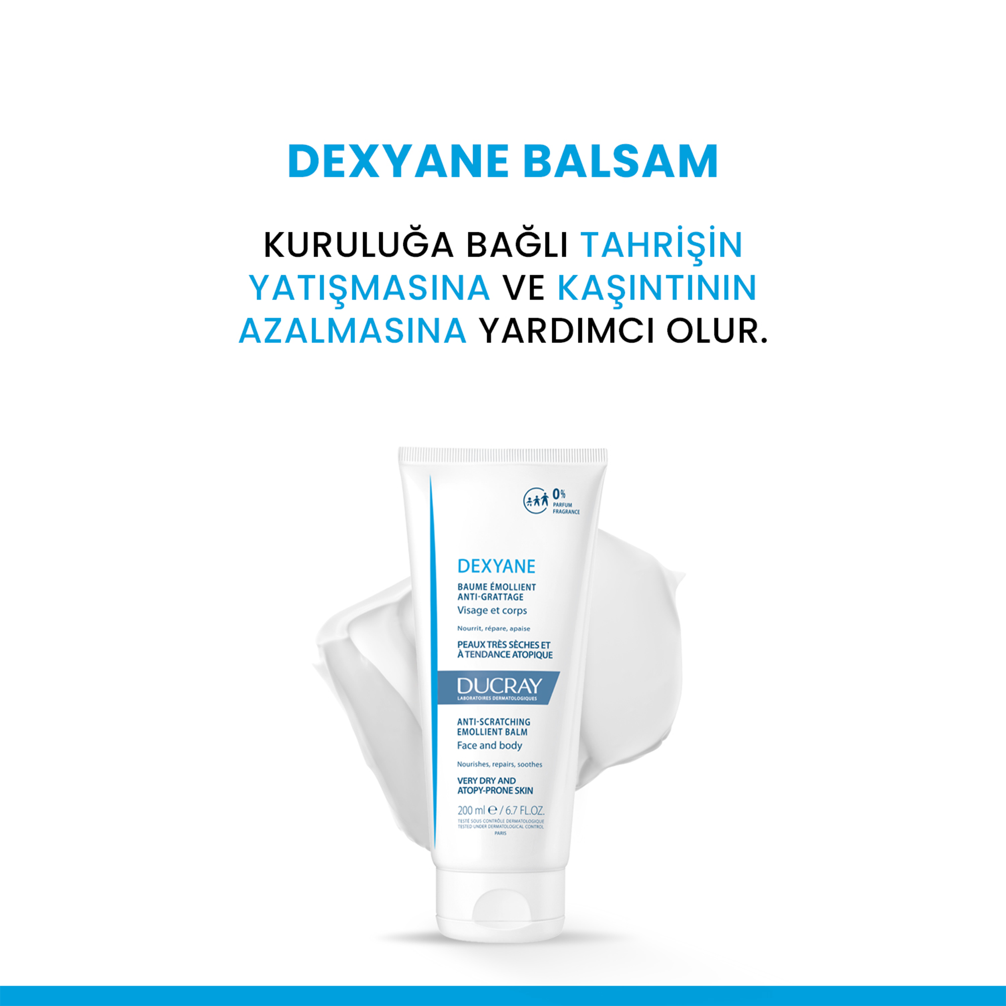 Ducray Dexyane Kuruluk Karşıtı Nemlendirici Balsam 200 ml - Cildi Derinlemesine Besler, Kuruluğa Karşı Etkili Koruma Sunar