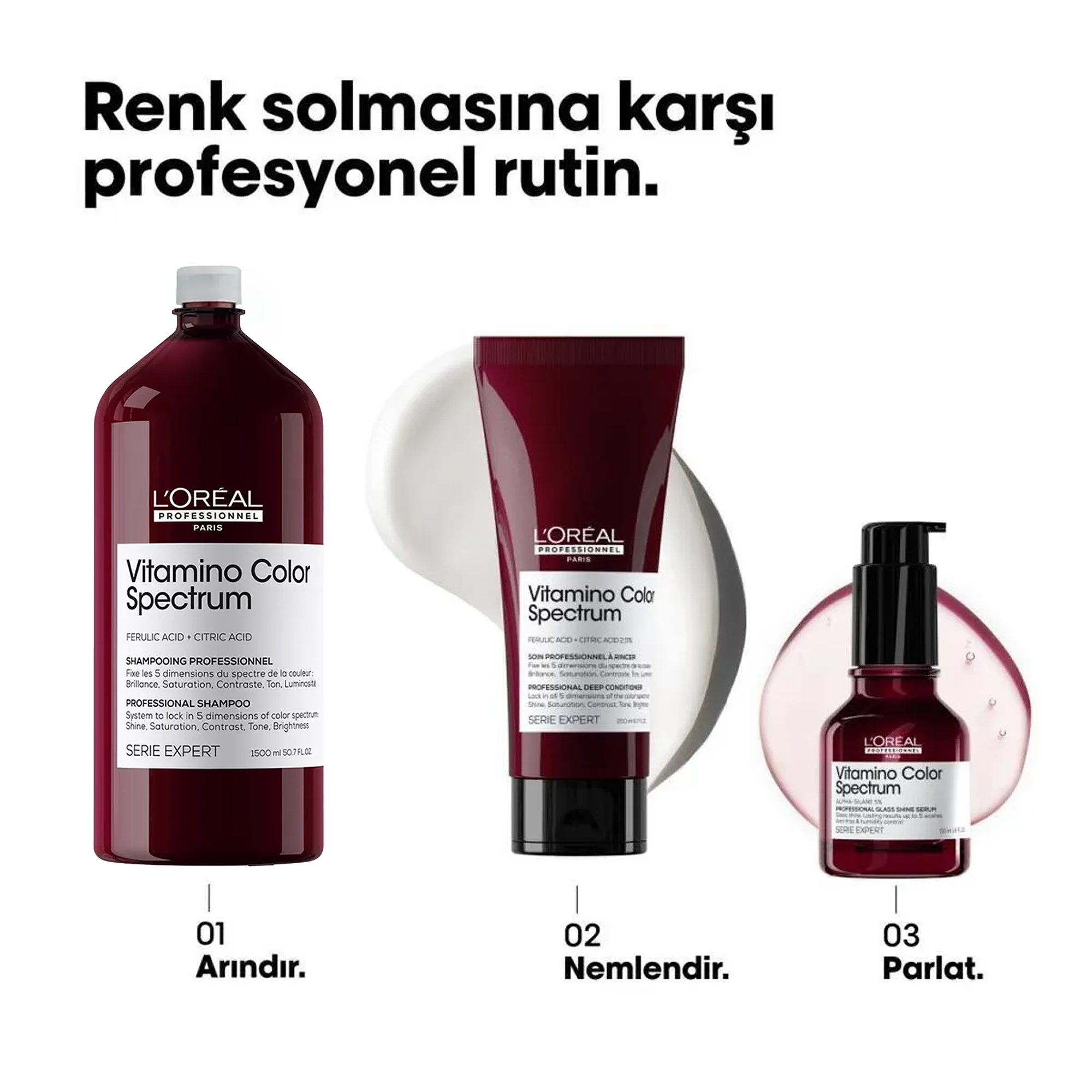 L'Oreal Professionnel Paris Serie Expert Vitamino Color Spectrum Boyalı Saçlar İçin Solma Karşıtı Şampuan 1500 ml - 1500 ml'lik L'Oreal Professionnel Serie Expert Vitamino Color şampuan, boyalı saçların renk solmasını önler ve daha uzun süre parlaklık sağlar.