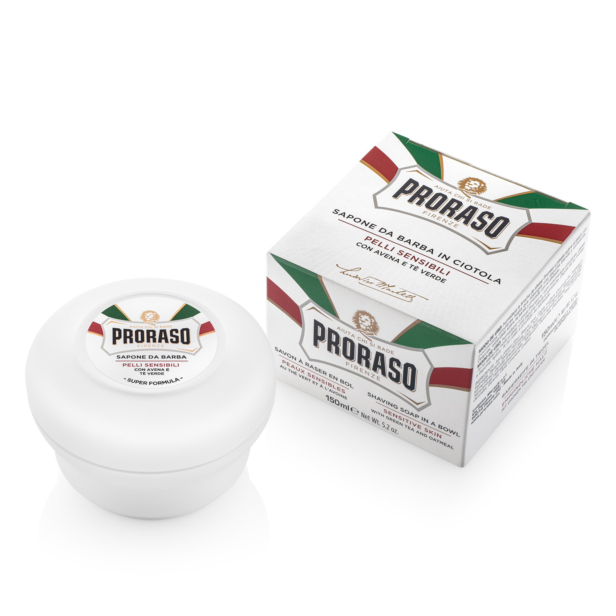Proraso Beyaz Seri Yeşil Çay Yulaf Özlü Tıraş Sabunu 150 ml – Cildi yatıştıran ve tıraş sonrası rahatlık sağlayan, yeşil çay ve yulaf özlü 150 ml'lik tıraş sabunu.