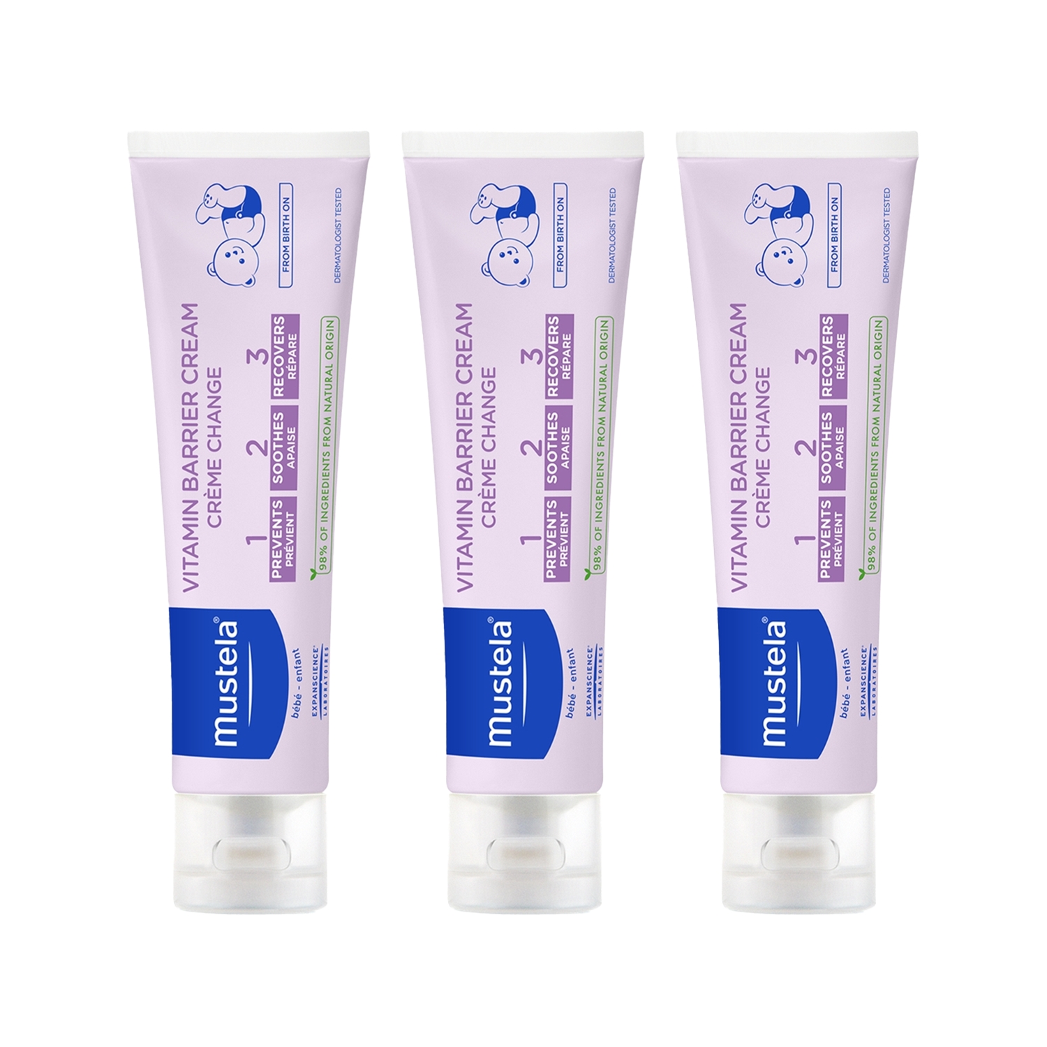 Mustela Vitamin Barrier Cream 1.2.3 Pişik Kremi 100 ml x 3 Adet