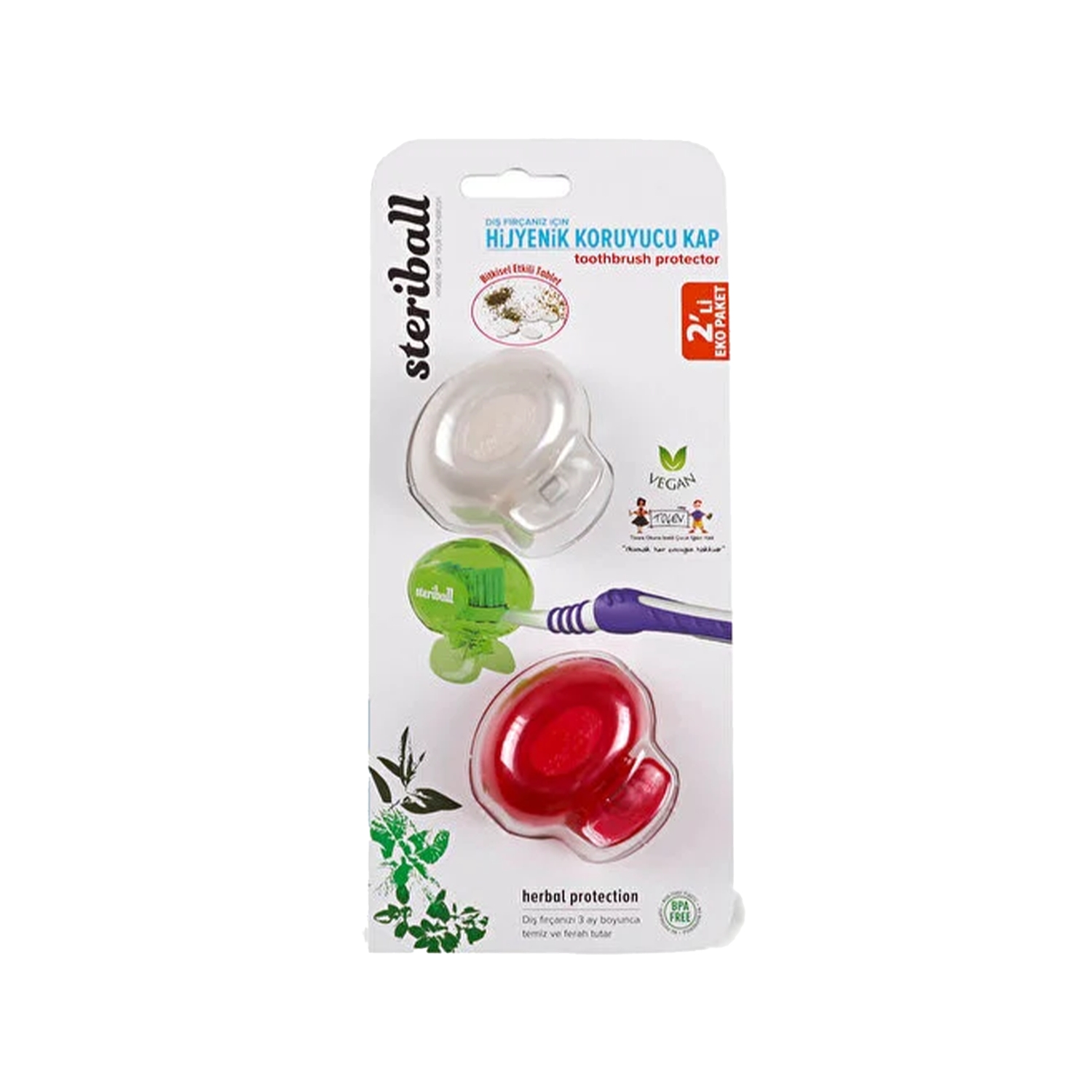 Steriball Diş Fırçası Hijyenik Koruyucu Kap 2 Adet