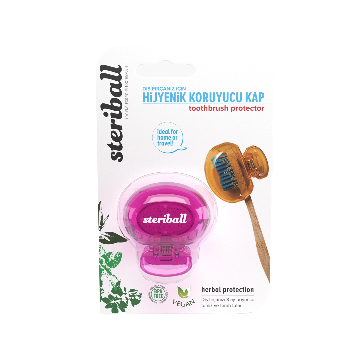 Steriball Diş Fırçası Hijyenik Koruyucu Kap Pembe