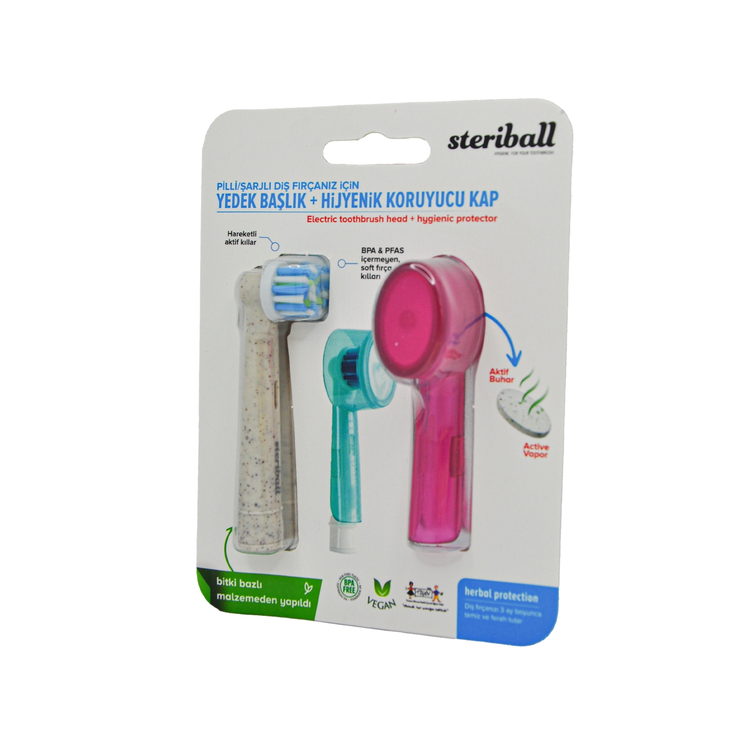 Steriball Pilli ve Şarjlı Diş Fırçası Yedek Başlık ve Hijyenik Koruyucu Kapak