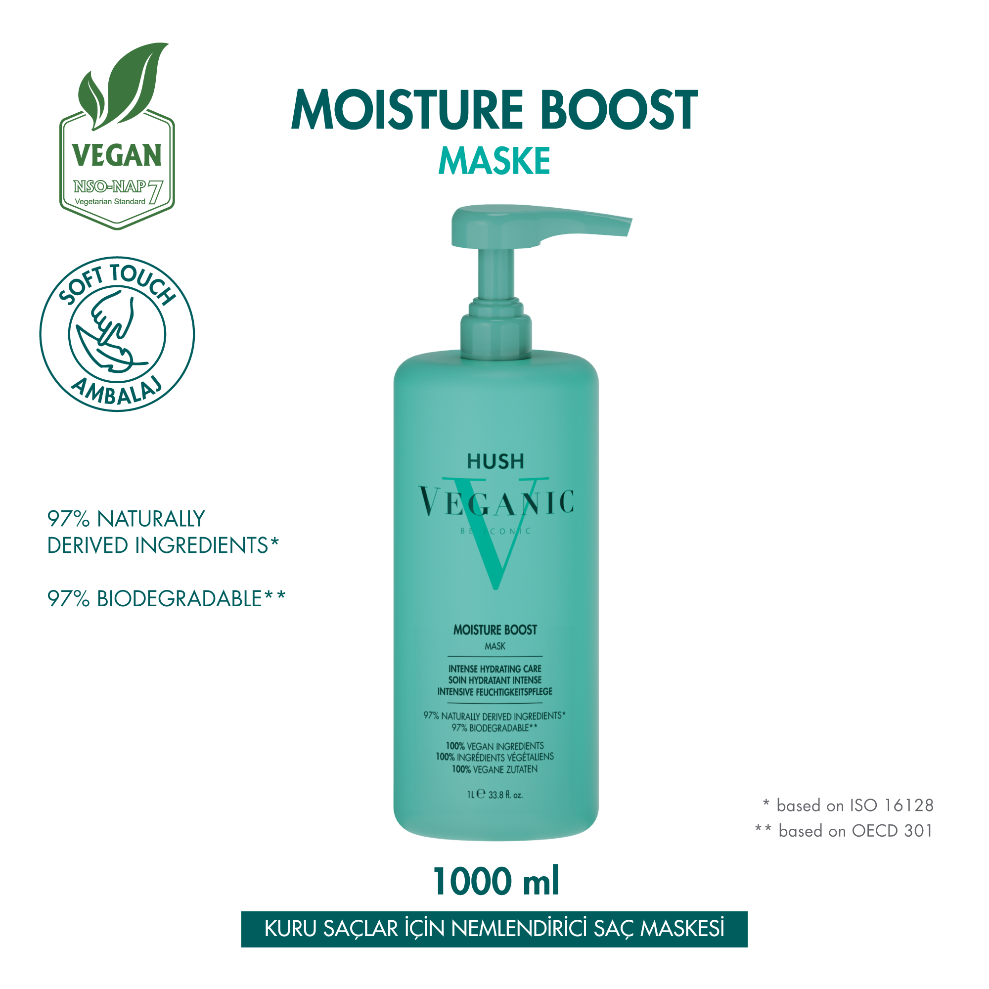 Hush Veganic Moisture Boost Kuru Saçlar İçin Nemlendirici Maske