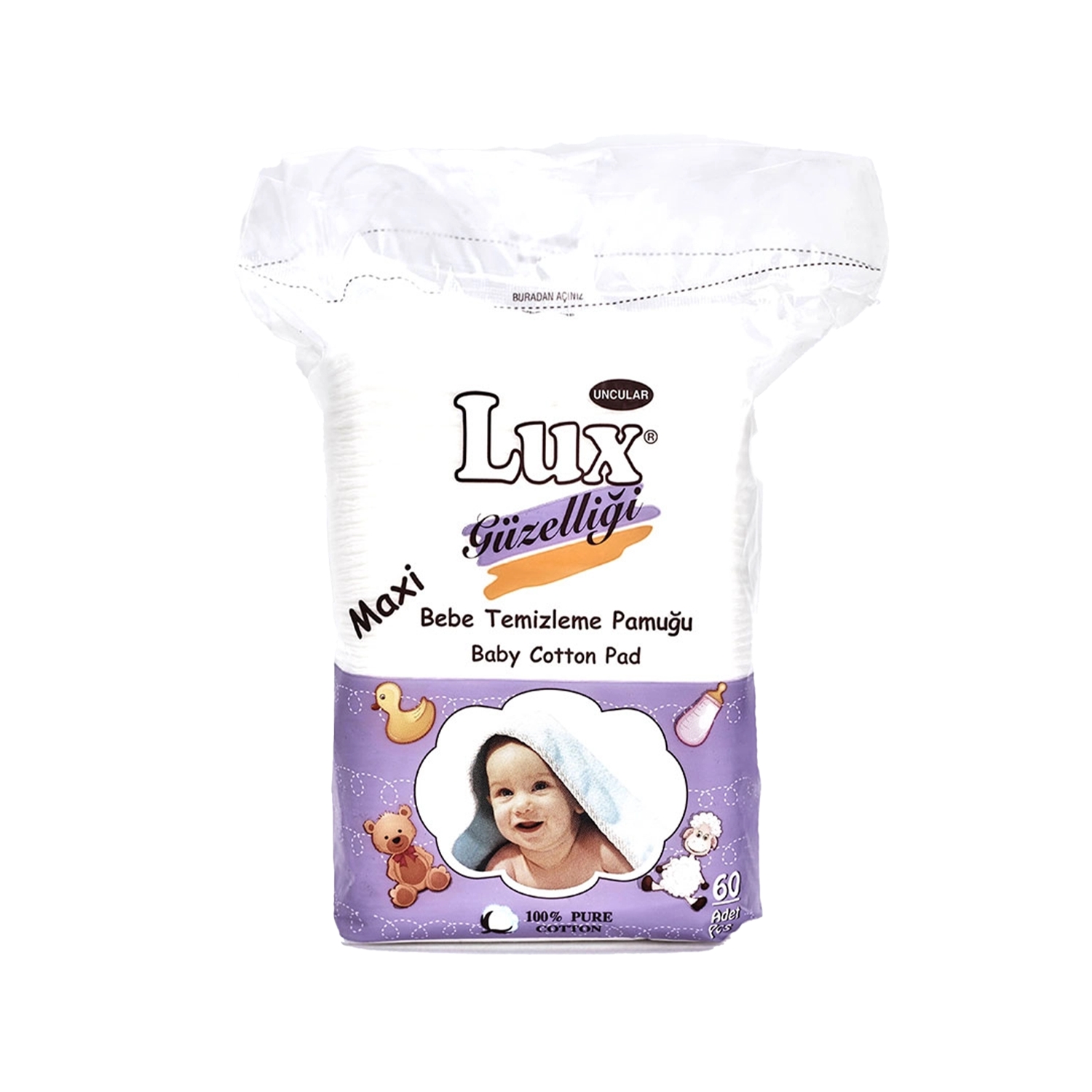 Lux Kare Bebek Temizleme Pamuğu Maxi 60 Adet