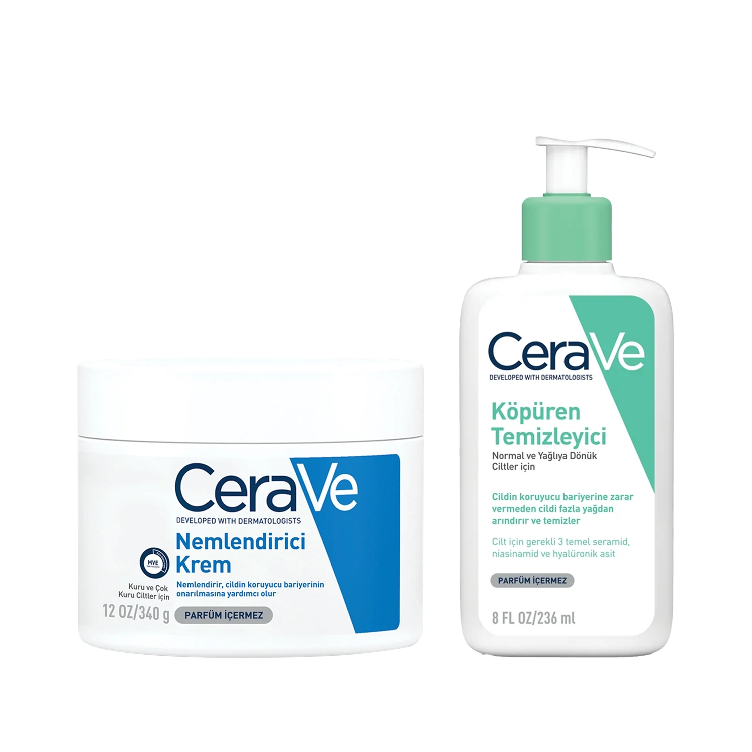CeraVe Köpüren Temizleyici ve Nemlendirici Krem Seti