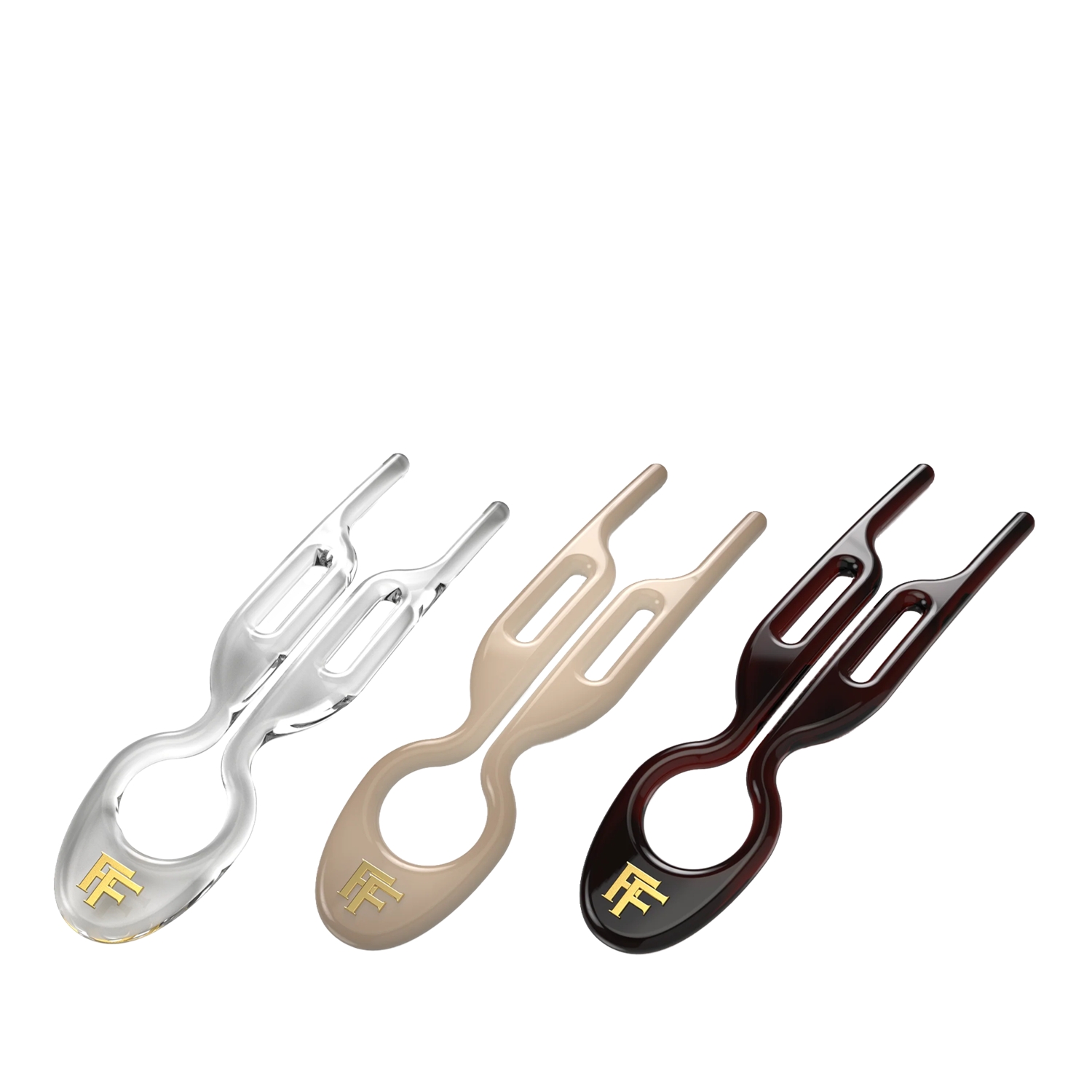 Fiona Franchimon Nº 1 HAIRPIN Saç Tokası London Collection Transparan, Soft Beige ve Kahverengi 3 Adet