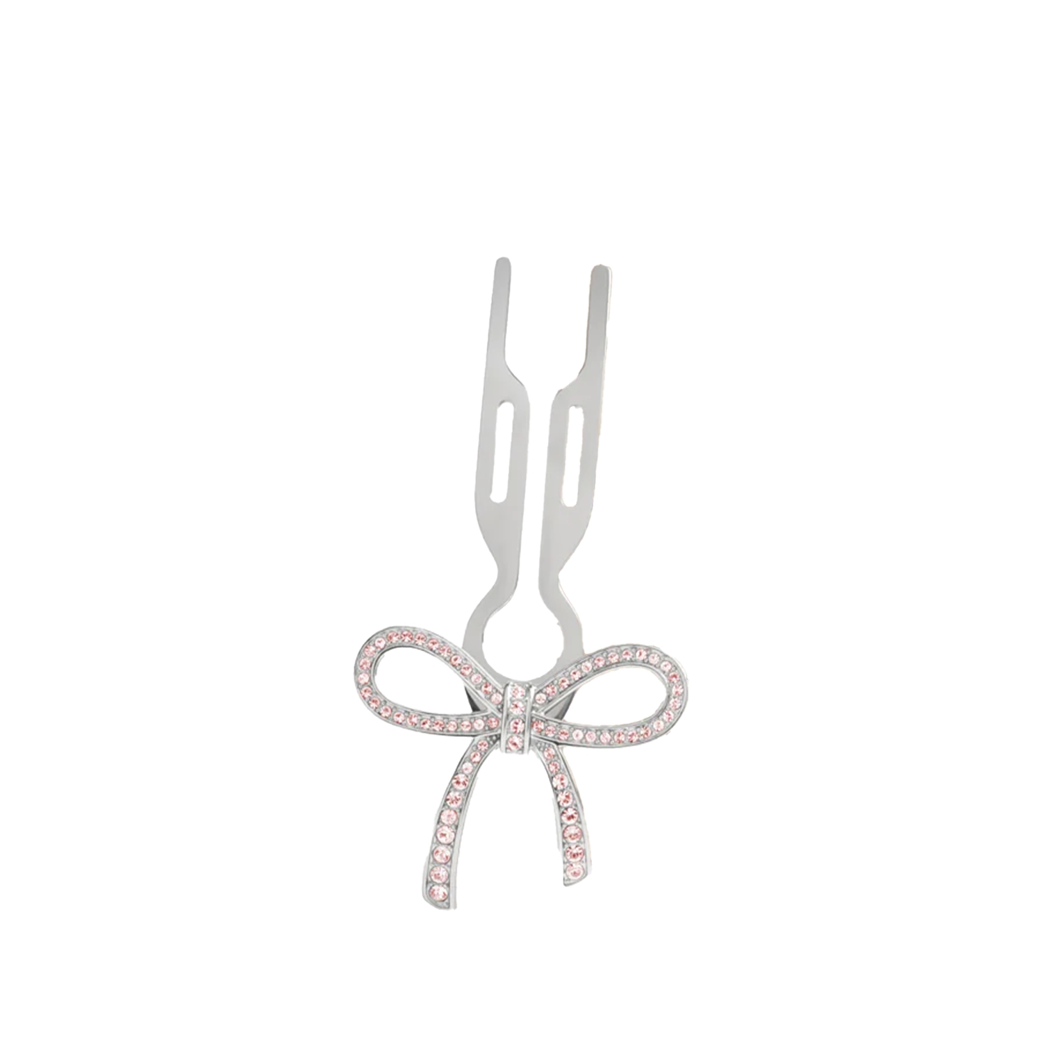 Fiona Franchimon Nº1 HAIRPIN Ribbon Light Rose Swarovski Taşlı Kurdeleli Saç Tokası White Gold Finish
