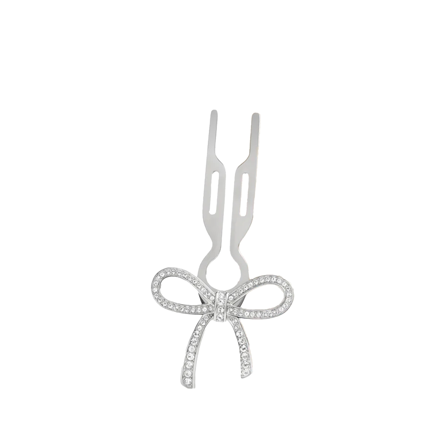 Fiona Franchimon Nº1 HAIRPIN Ribbon Swarovski Taşlı Kurdaleli Saç Tokası White Gold Finish