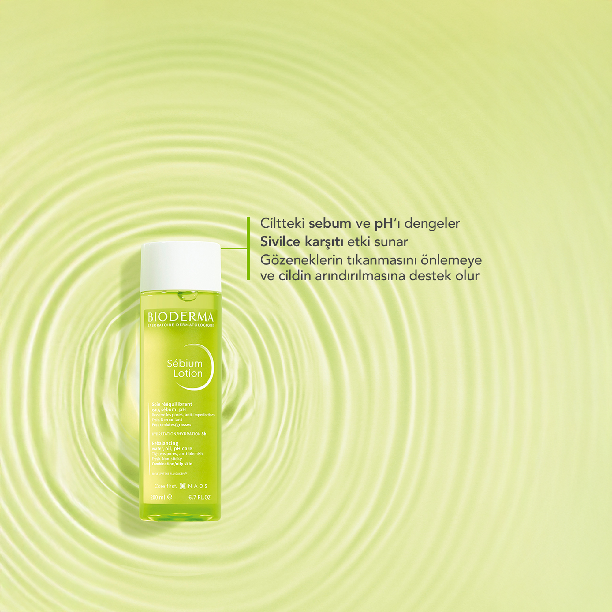 Bioderma Sebium Lotion Arındırıcı Tonik 200 ml – Ciltteki kir ve fazla yağı temizleyerek ferah bir görünüm sağlayan, dermatolojik olarak test edilmiş tonik.