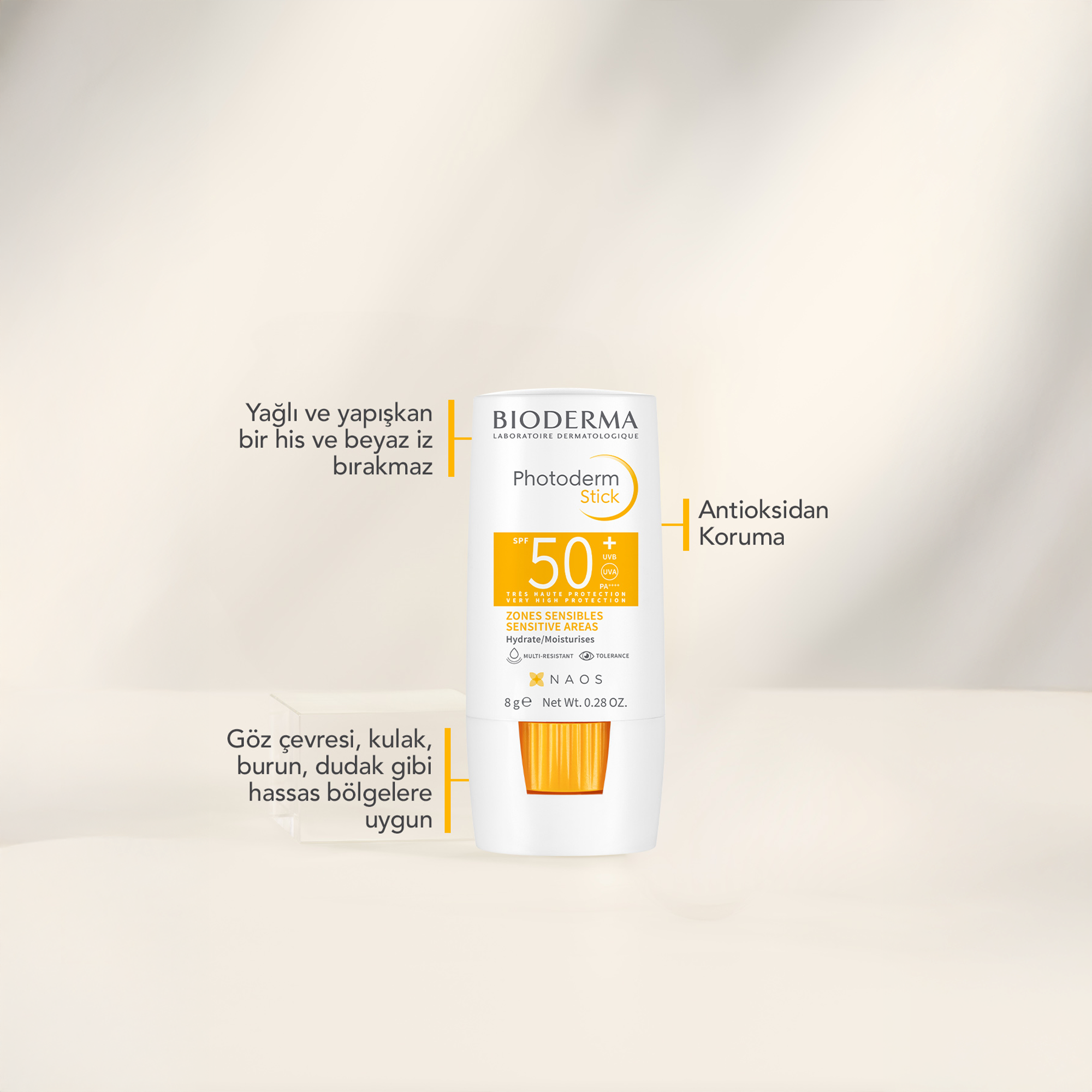 Bioderma Photoderm Stick Spf50+ 8g - Güneşin zararlı UVA ve UVB ışınlarına karşı çok yüksek koruma sağlar.