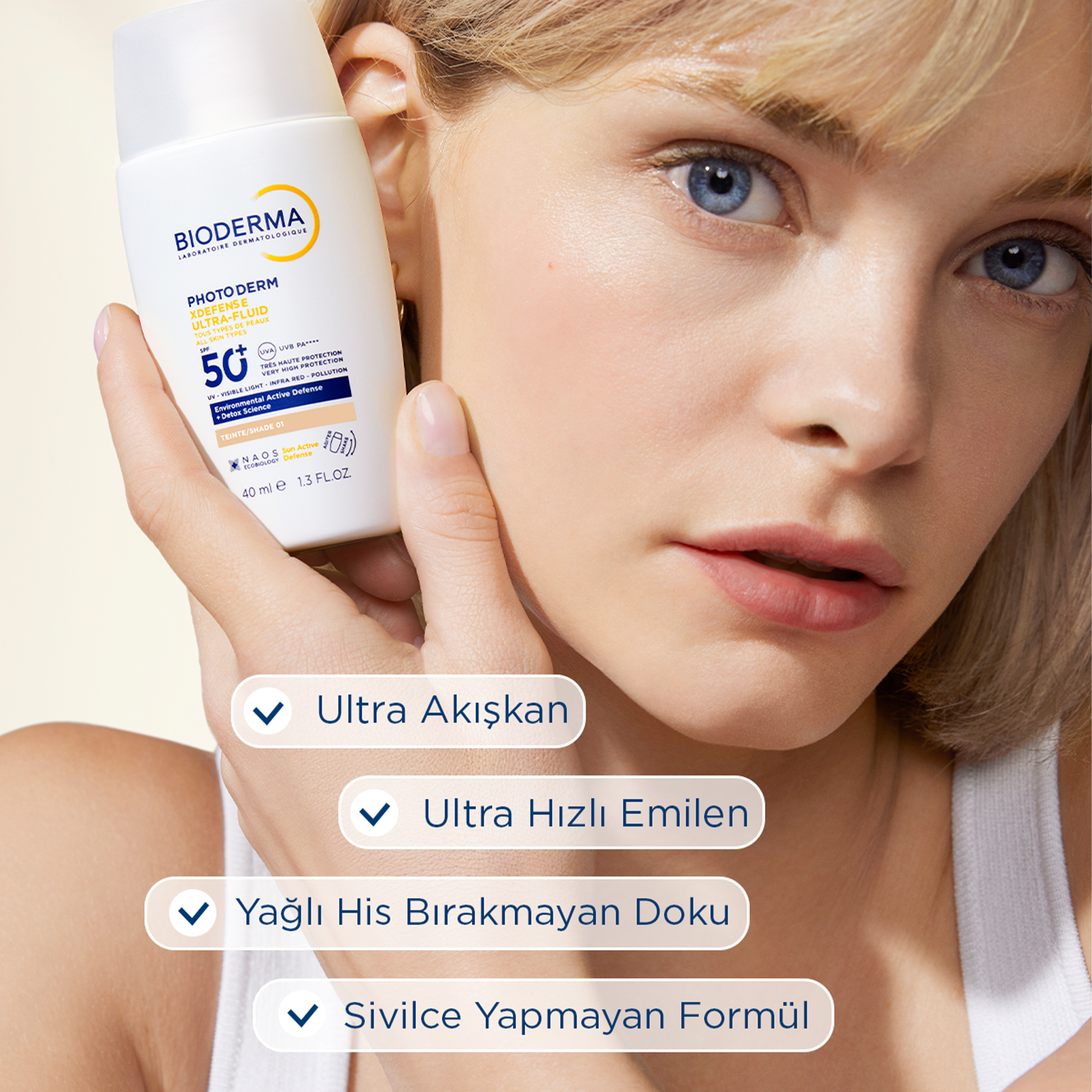 Bioderma Photoderm XDefense Spf50+ Tüm Cilt Tipleri Antioksidan Etkili Renkli Güneş Kremi Very Light 40 ml - Cildin doğal görünümünü korurken, güneşe karşı SPF 50+ koruma sağlar.