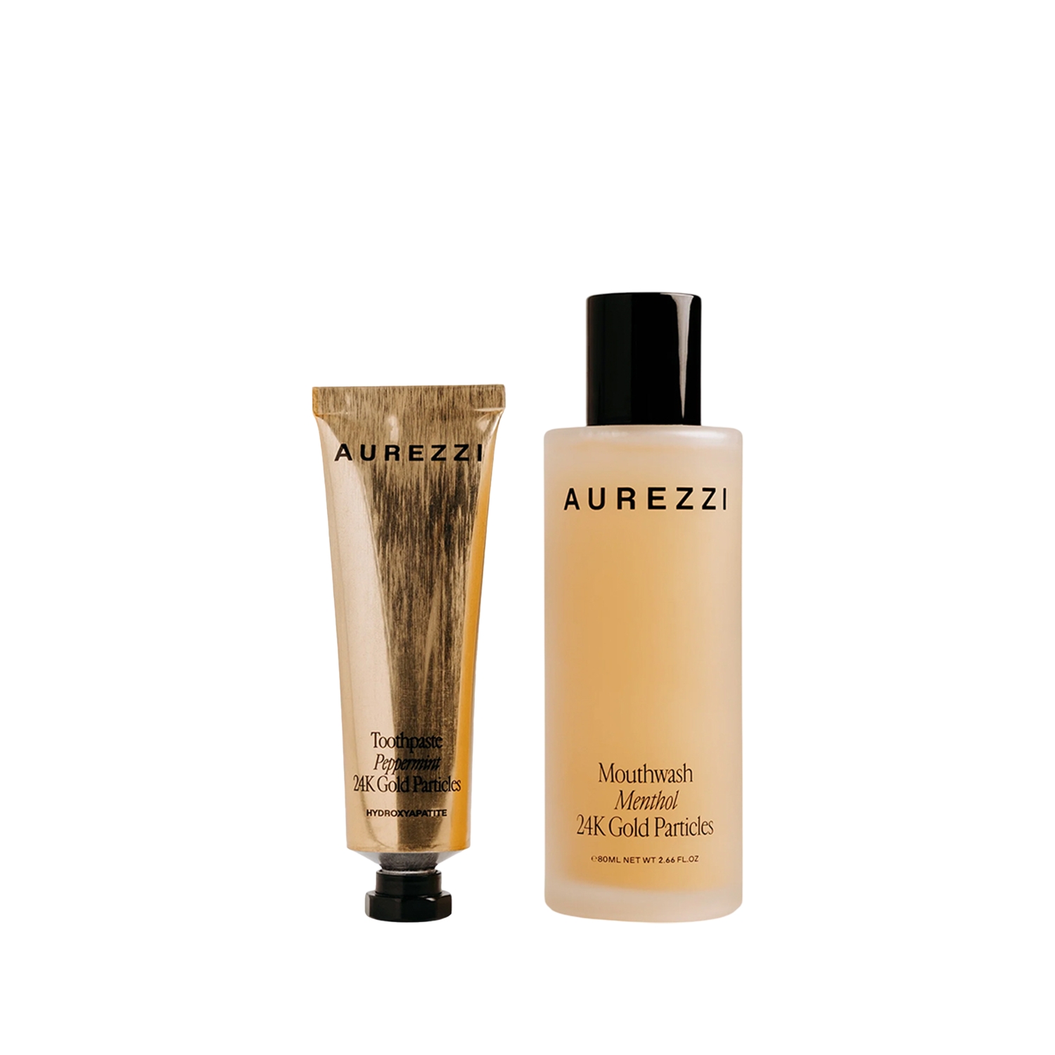 Aurezzi Travel Duo Gold Ağız Bakım Suyu ve Menthol Gold Diş Macunu Travel İkili Set