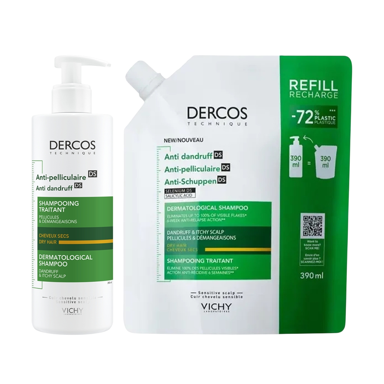 Vichy Kuru Saçlar İçin Kepek Karşıtı Şampuan & Refill Seti