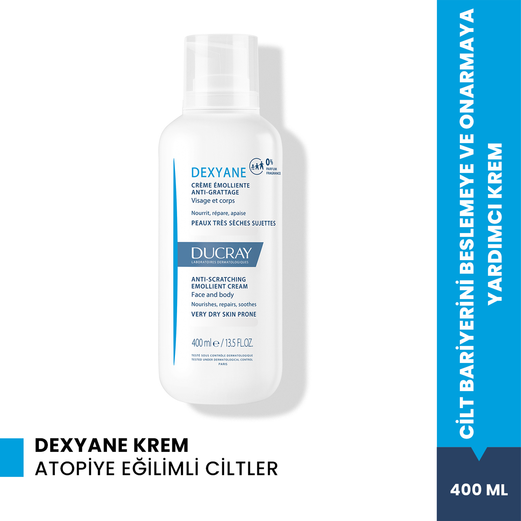 Ducray Dexyane Kuruluk Karşıtı Nemlendirici Krem 400 ml - Kuru Ciltler İçin Yoğun Nemlendirici ve Besleyici Krem