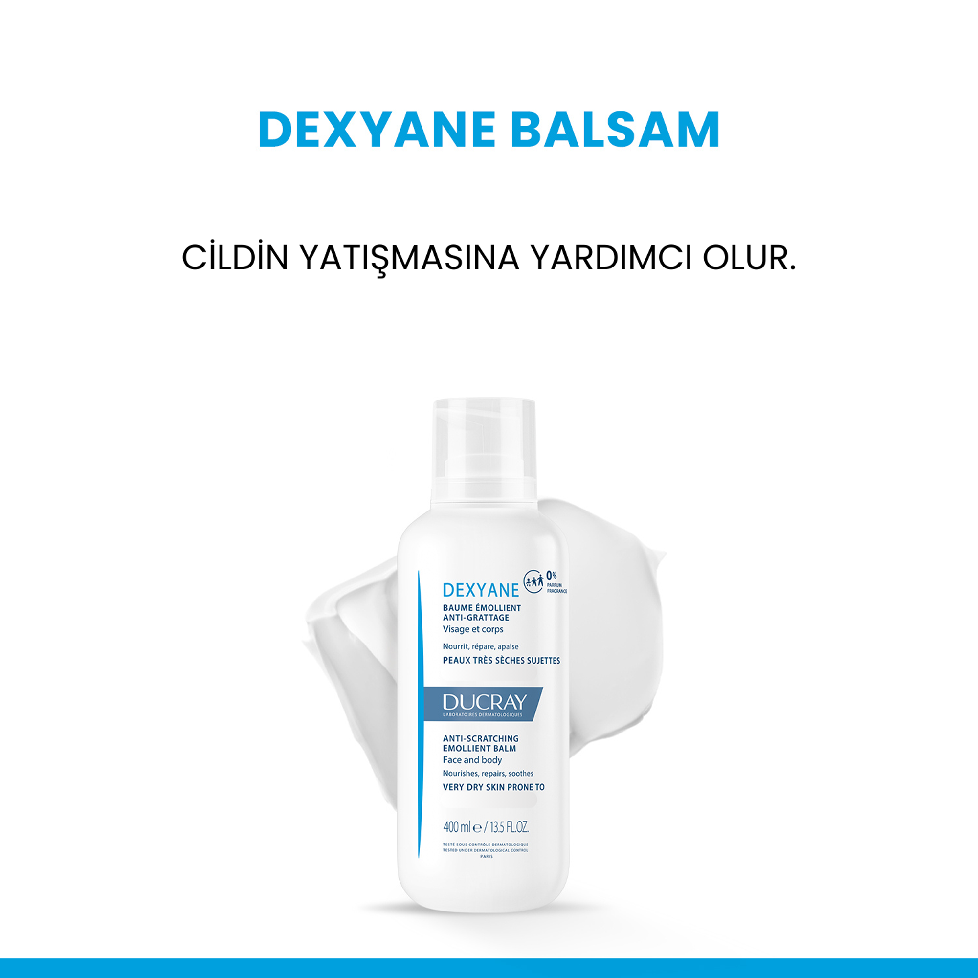 Ducray Dexyane Kuruluk Karşıtı Nemlendirici Balsam 400 ml - Kuruluk ve Tahrişe Karşı Etkili, Uzun Süreli Nemlendirme Sağlar