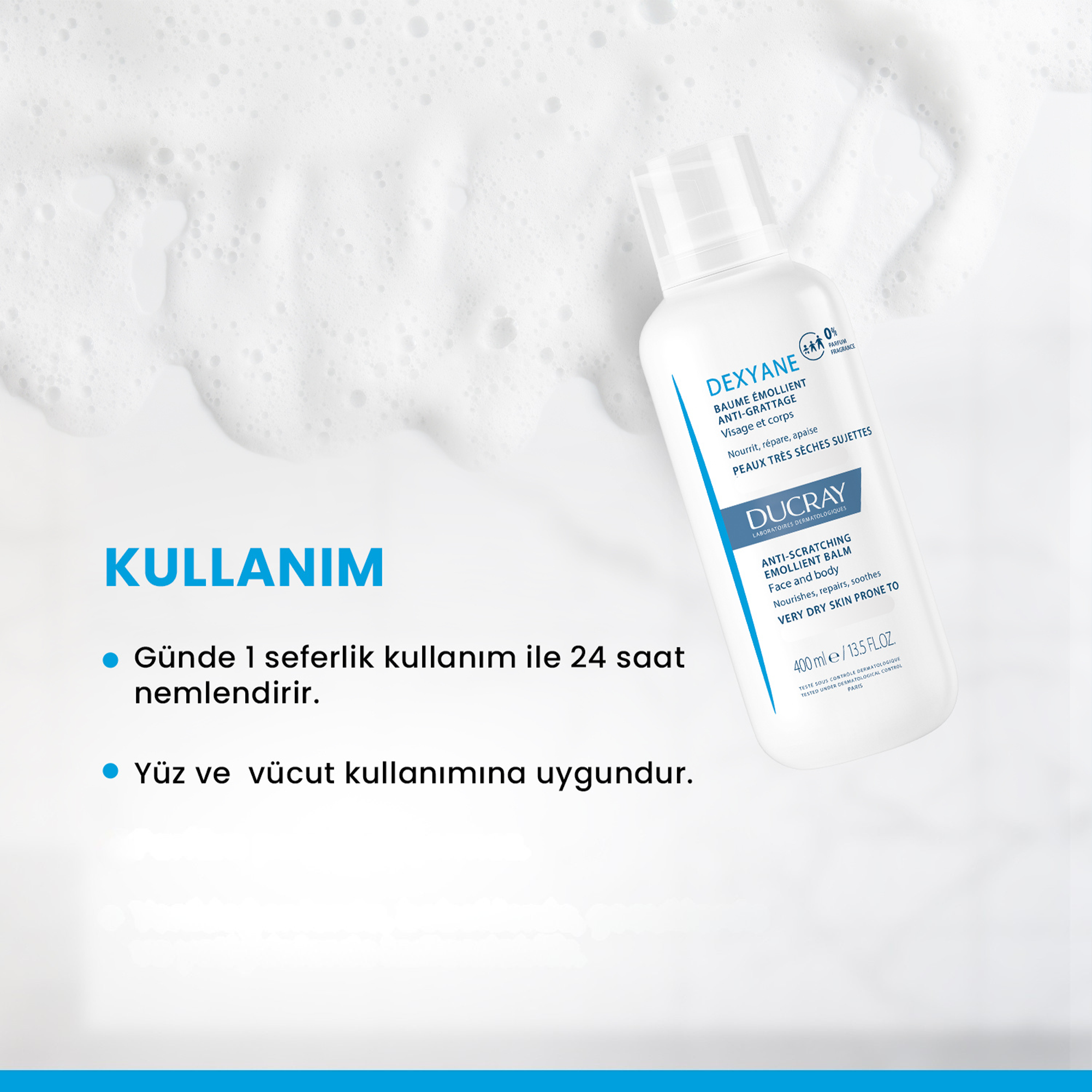 Ducray Dexyane Kuruluk Karşıtı Nemlendirici Balsam 400 ml - Geniş Aile Boyu Kullanım İçin Uygun, Yatıştırıcı Etkili Balsam