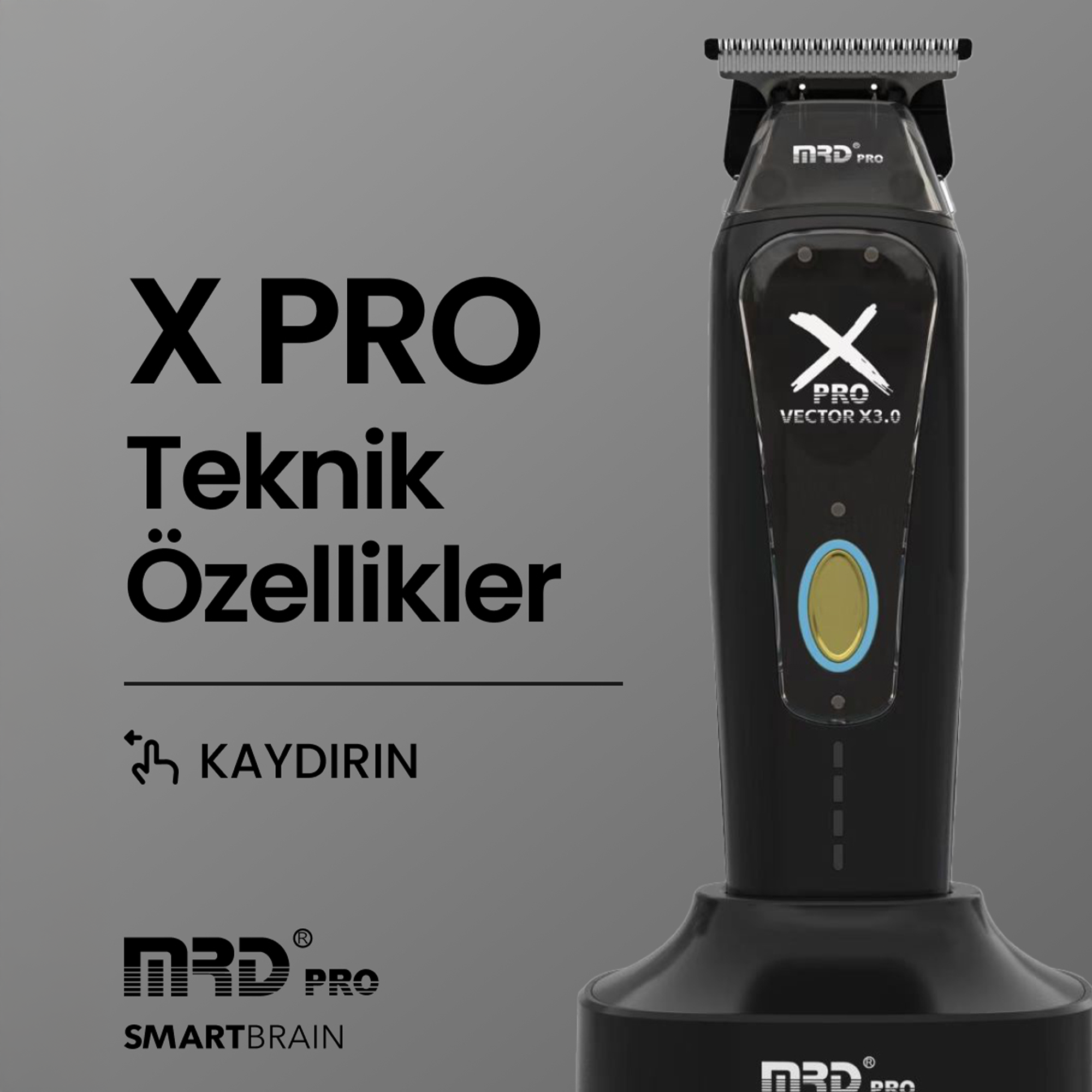 MRD PRO XPro Vector X3.0 GMT-999 Profesyonel Tıraş Makinesi Siyah