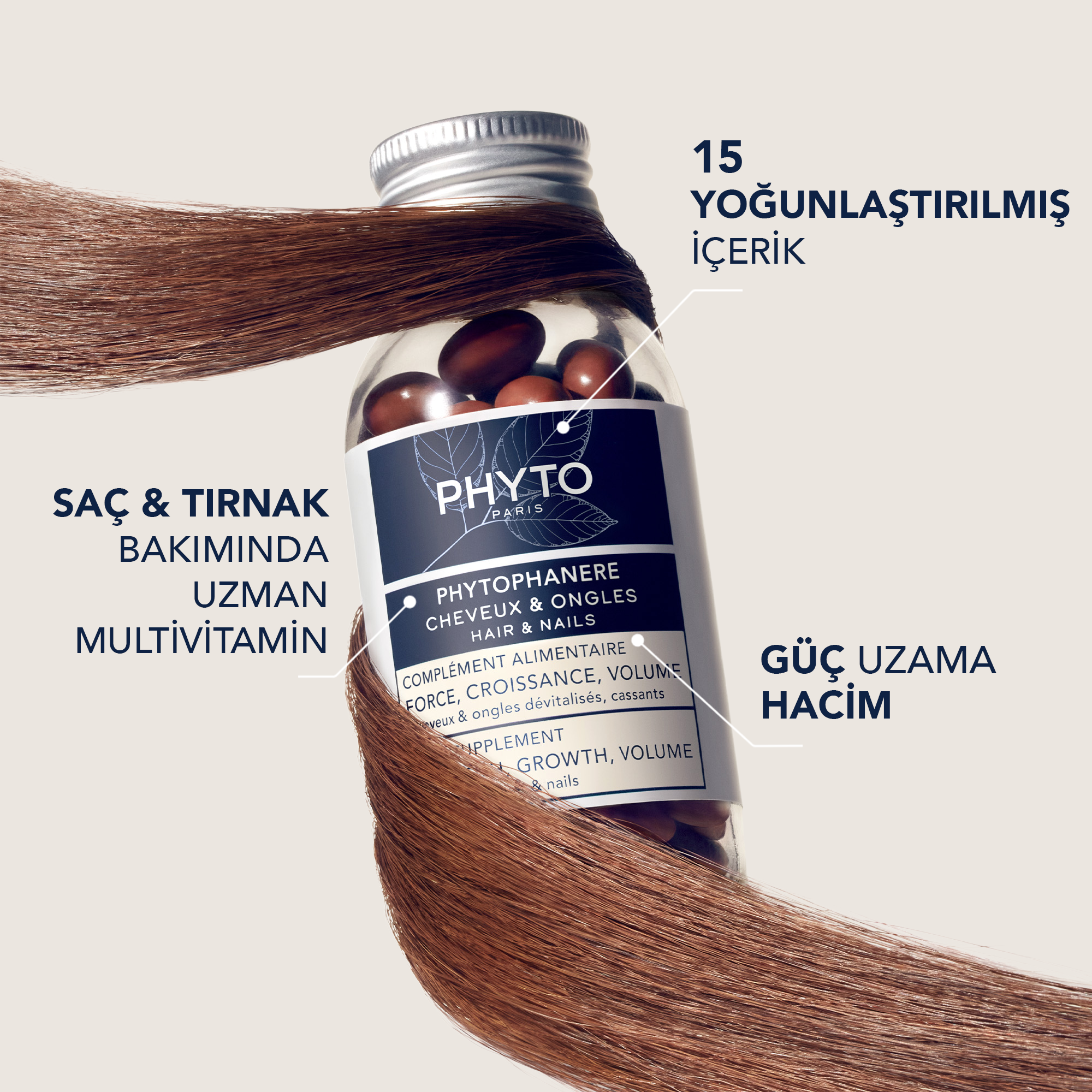 Phyto Phytophanere Saç ve Tırnaklar için Takviye Edici Gıda 120 Kapsül | Sachane