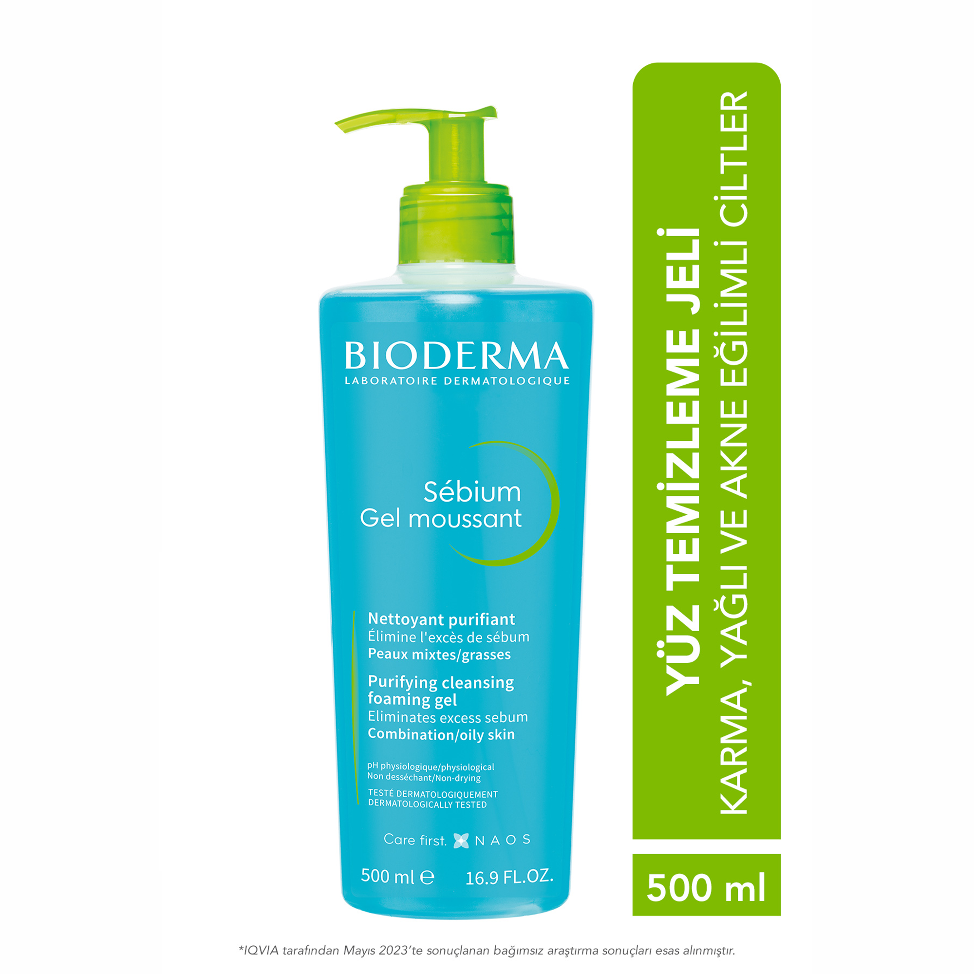 Bioderma Sebium Foaming Temizleyici Jel 500 ml 2 Adet Cilt bariyerini koruyan ve nazik temizlik sağlayan Sebium Foaming Jel, çift paket.