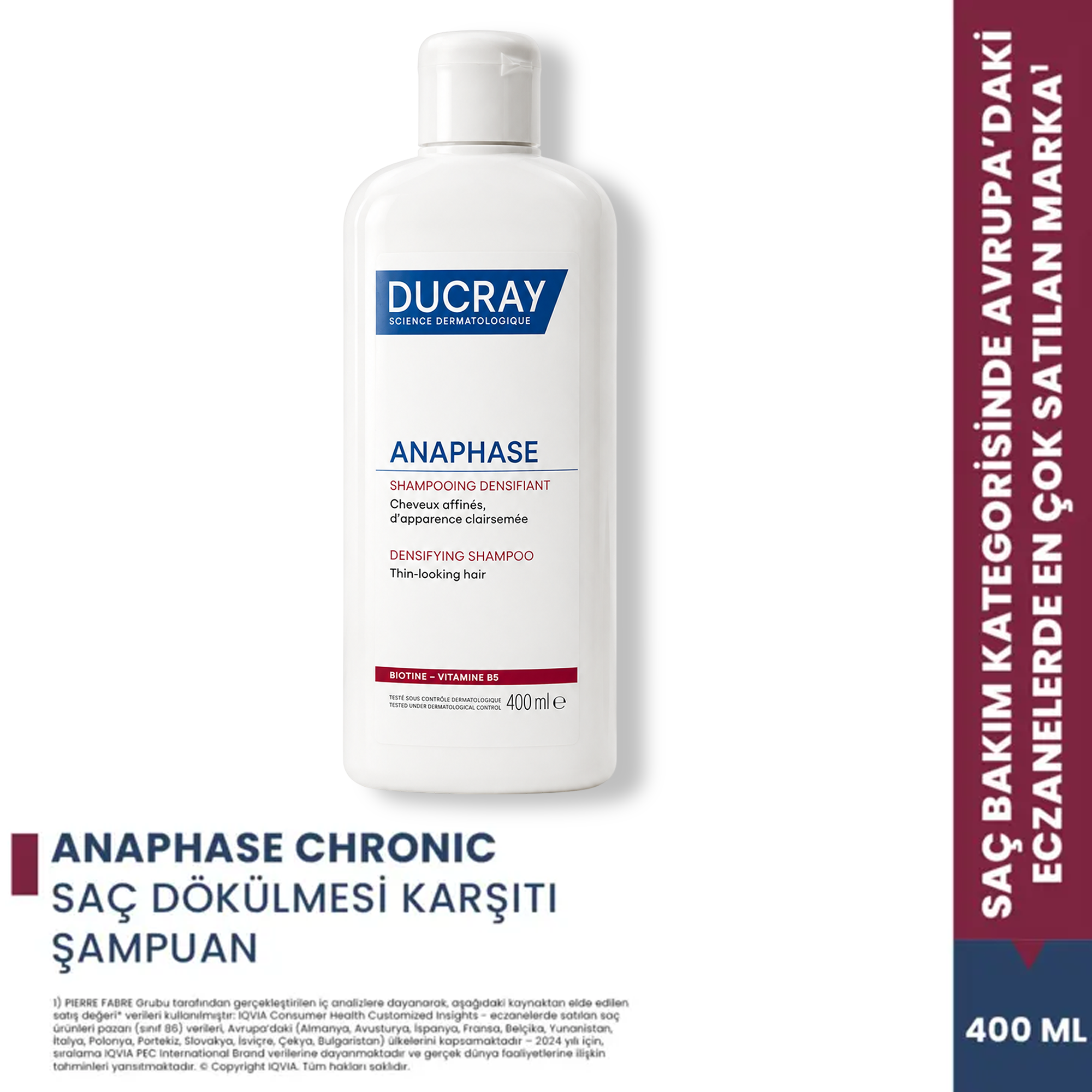 Ducray Anaphase+ Saç Dökülmesi Karşıtı Şampuan 400 ml - Yoğun Saç Dökülmesine Karşı Destekleyici Şampuan