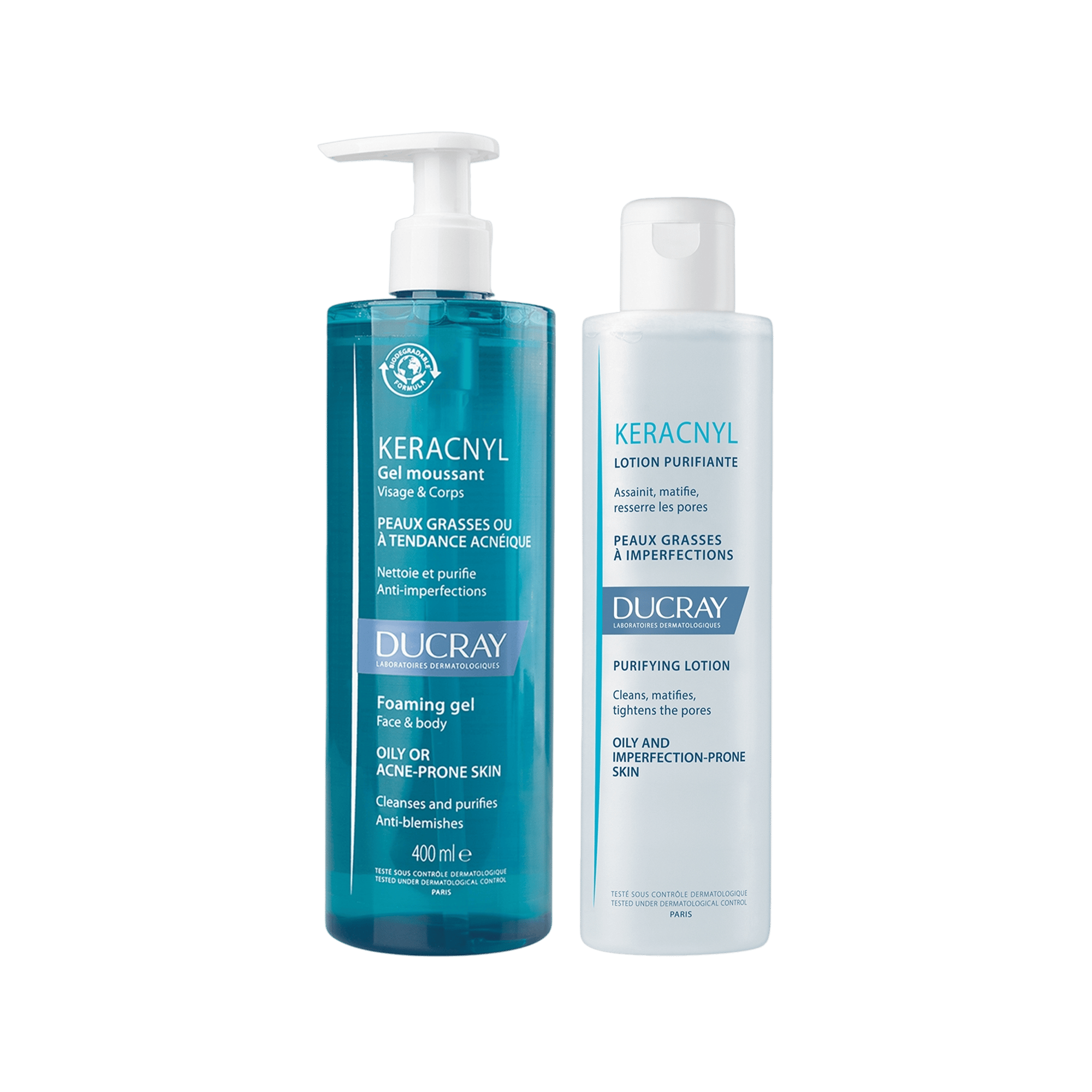 Ducray Keracnyl Gel Yağlı ve Akneli Ciltler için Temizleme Seti