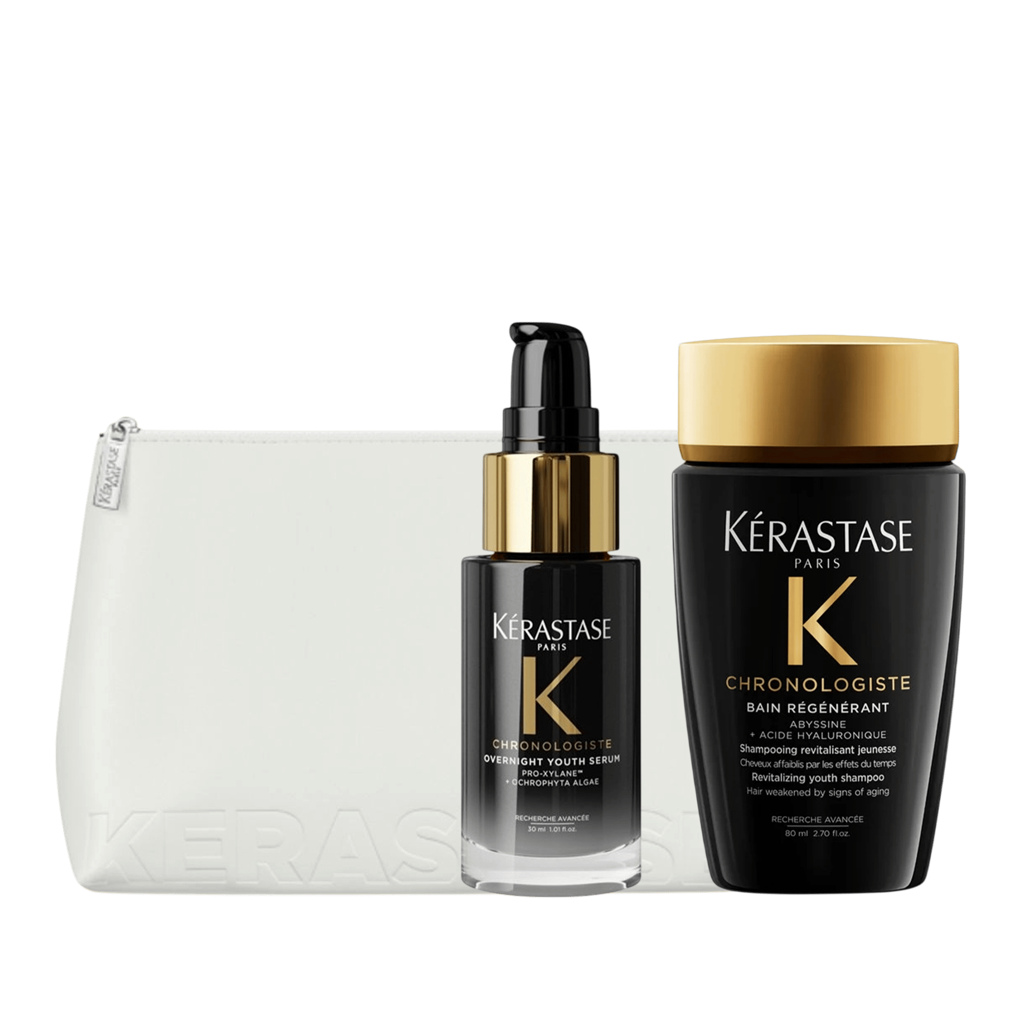 Kerastase Chronologiste Gece Bakım Seti ve Beyaz Düz Çanta